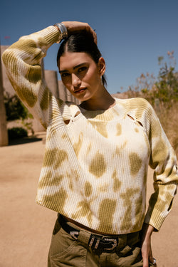 

Pull court ajouré sur les manches Femme Prenty Tie&Dye khaki | Freeman T. Porter