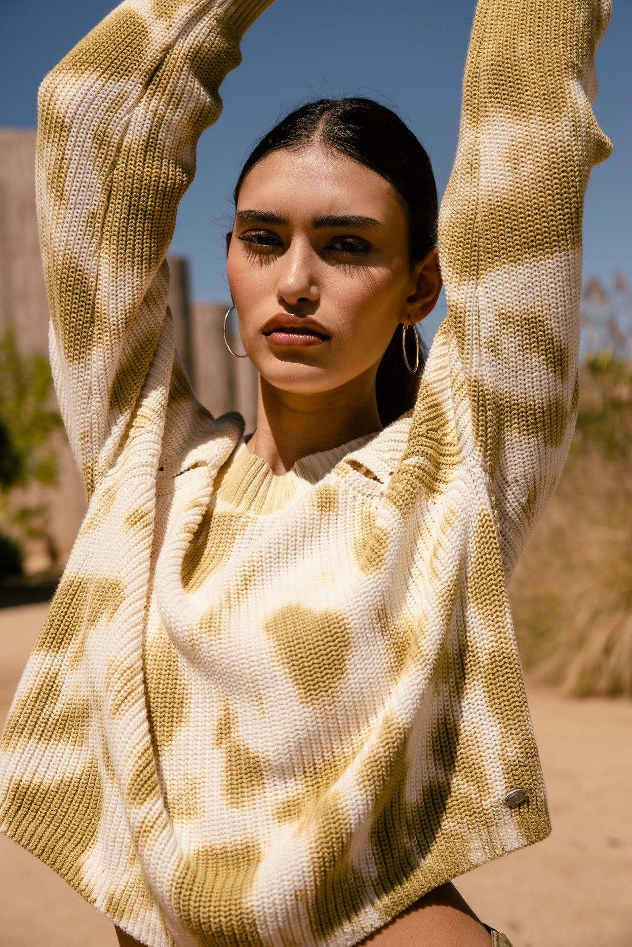 

Pull court ajouré sur les manches Femme Prenty Tie&Dye khaki | Freeman T. Porter