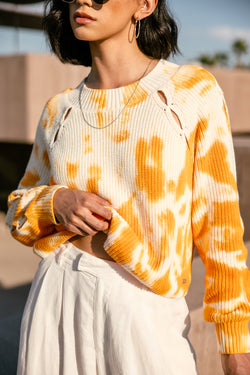 

Pull court ajouré sur les manches Femme Prenty Tie&Dye orange peel | Freeman T. Porter