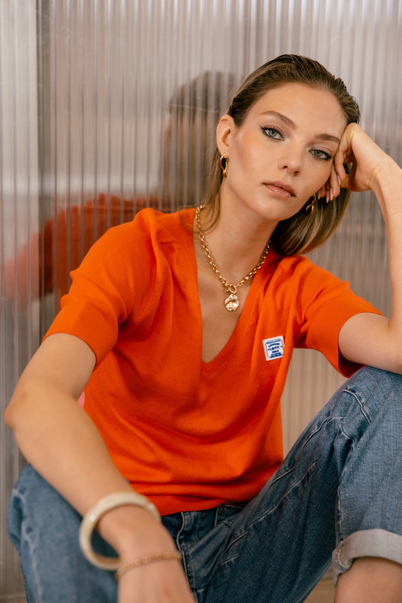 

Pull manches courtes Femme Fidjie cherry tomato | Freeman T. Porter