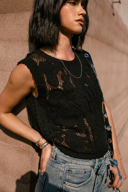 

Camiseta de tirantes  Mujer Tems Crochet black | Freeman T. Porter