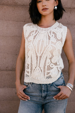 

Camiseta sin mangas  Mujer Tems Crochet natural | Freeman T. Porter
