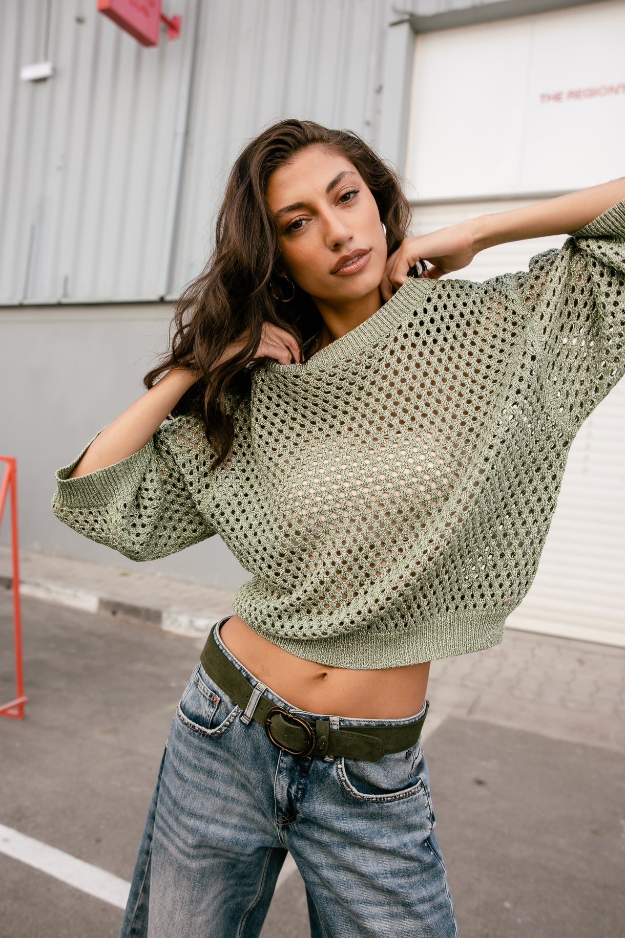 

Jersey de lurex calado Mujer Parossa Shiny hedge green | Freeman T. Porter