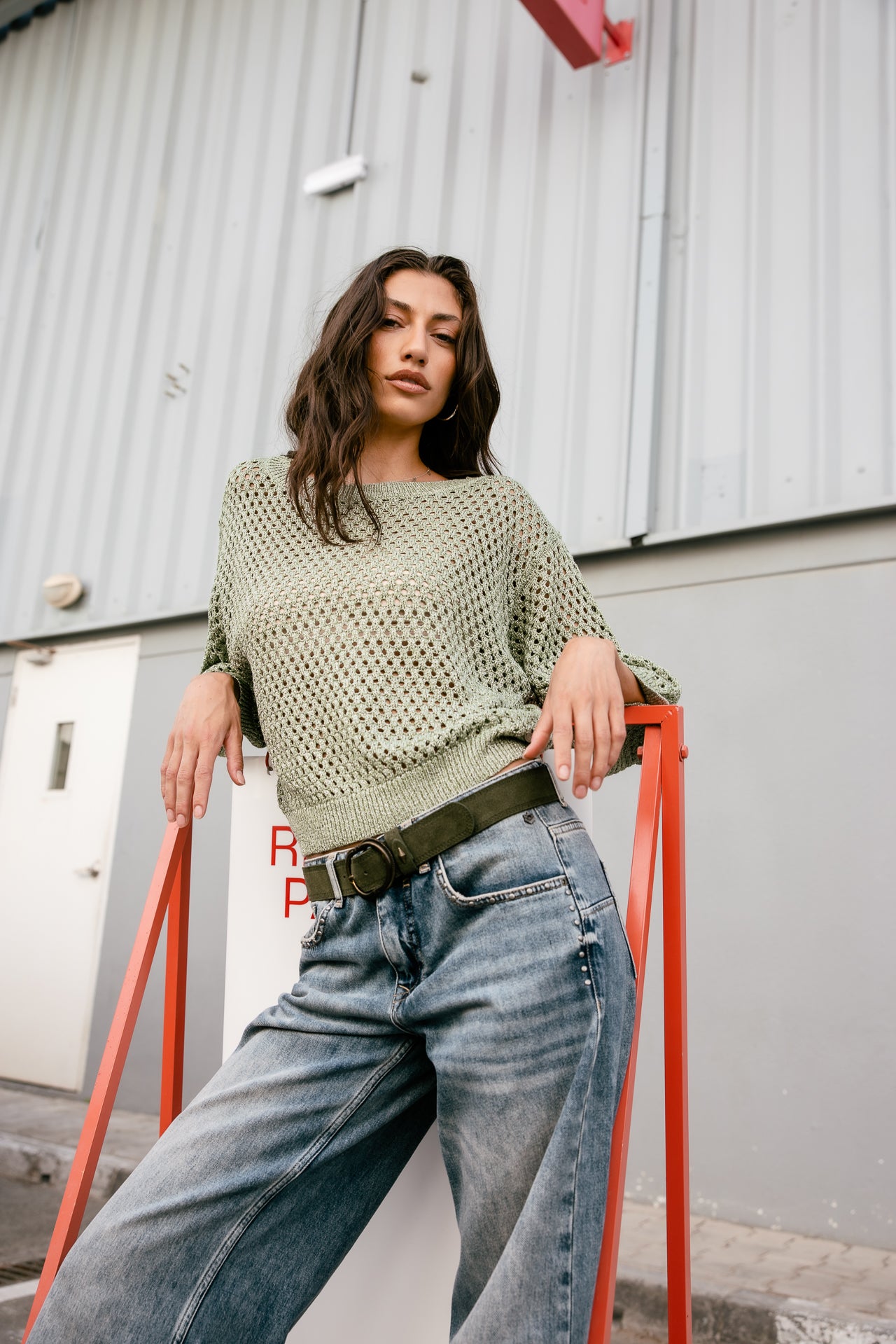 

Jersey de lurex calado Mujer Parossa Shiny hedge green | Freeman T. Porter