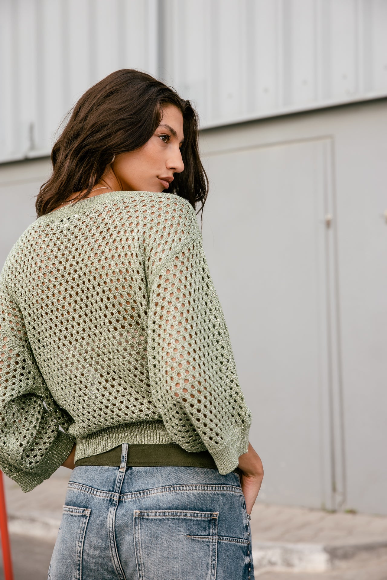 

Jersey de lurex calado Mujer Parossa Shiny hedge green | Freeman T. Porter