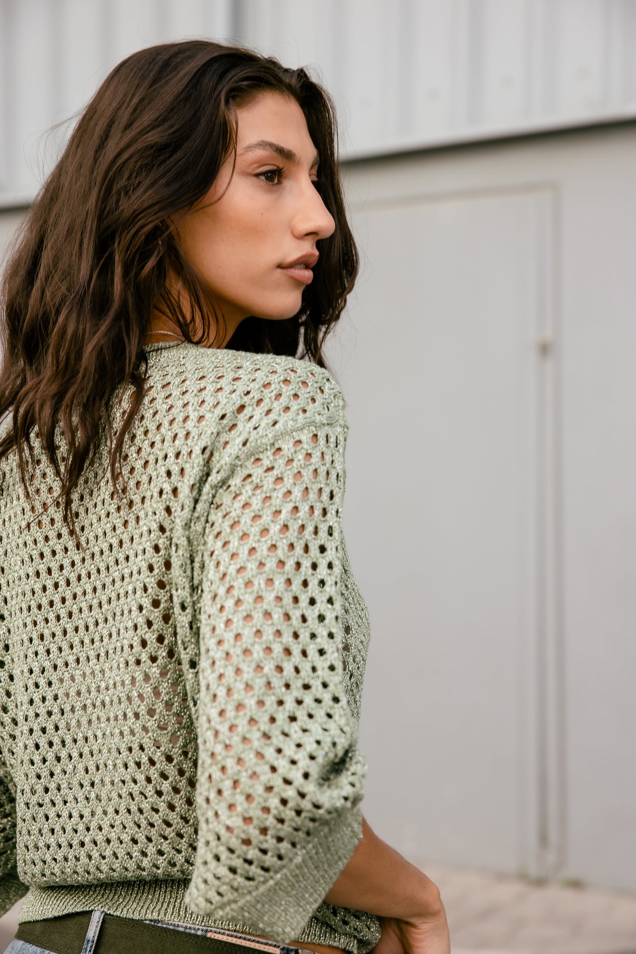 

Jersey de lurex calado Mujer Parossa Shiny hedge green | Freeman T. Porter