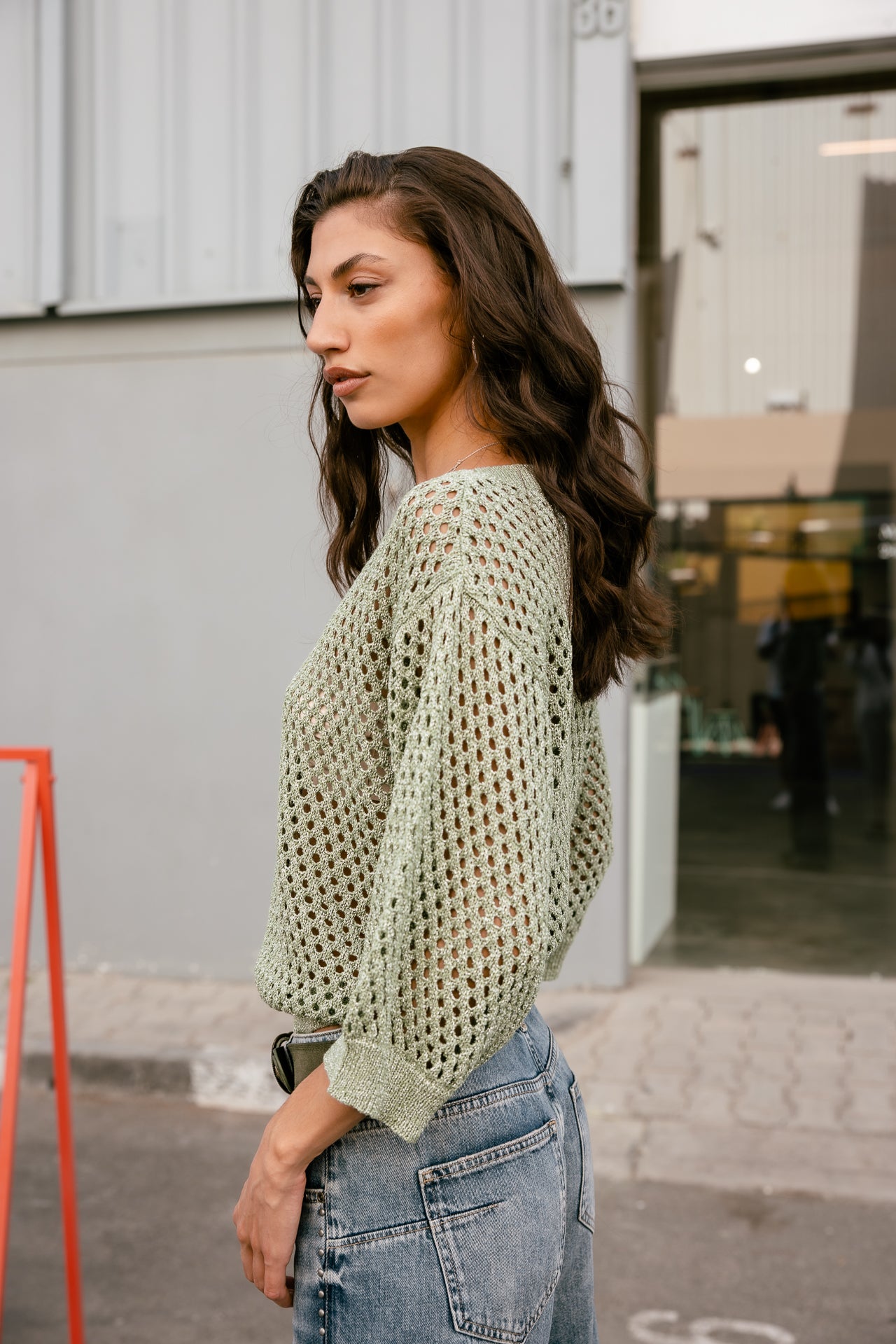 

Jersey de lurex calado Mujer Parossa Shiny hedge green | Freeman T. Porter