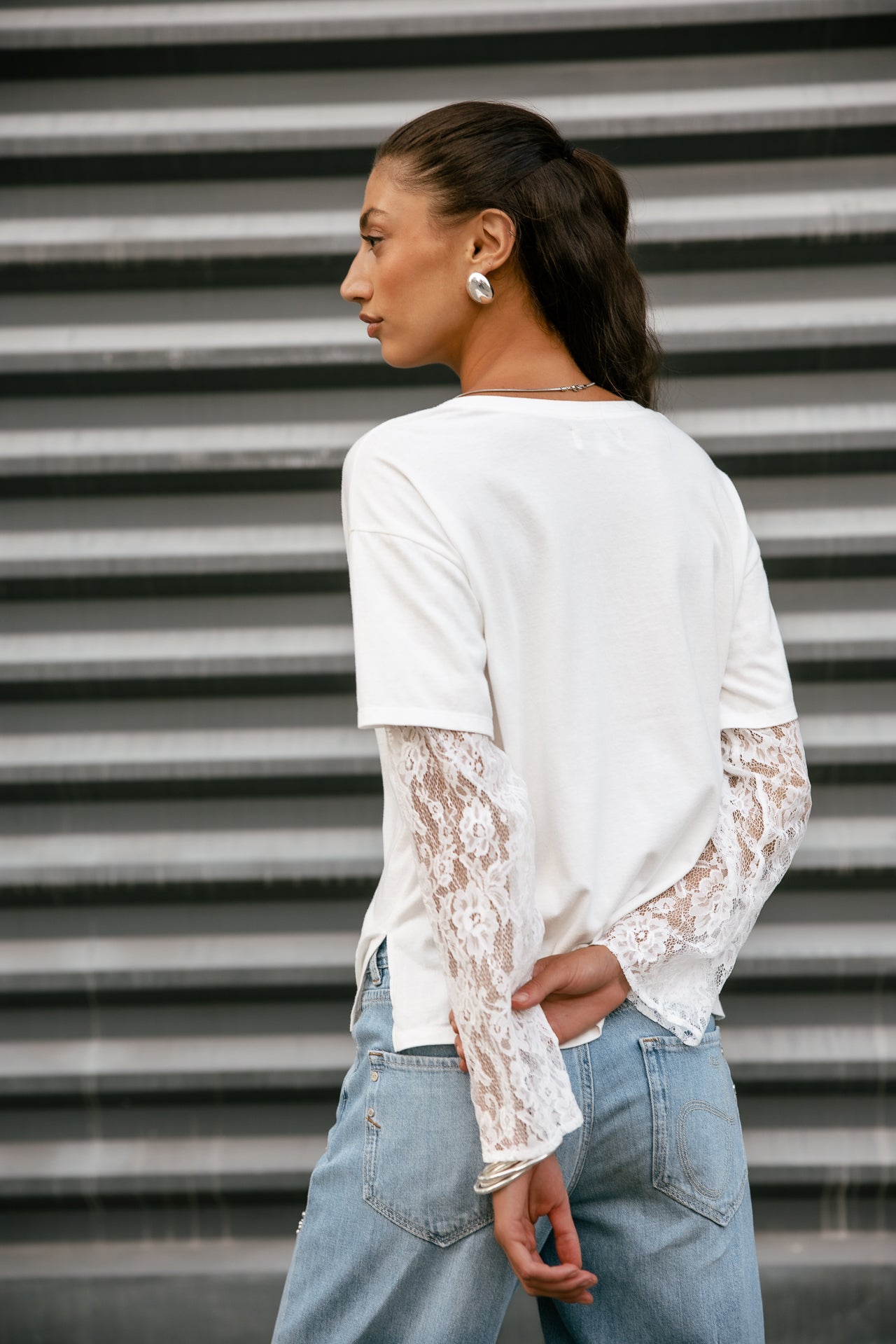 

T-shirt large manches en dentelle Femme Teza Summer Lace white | Freeman T. Porter