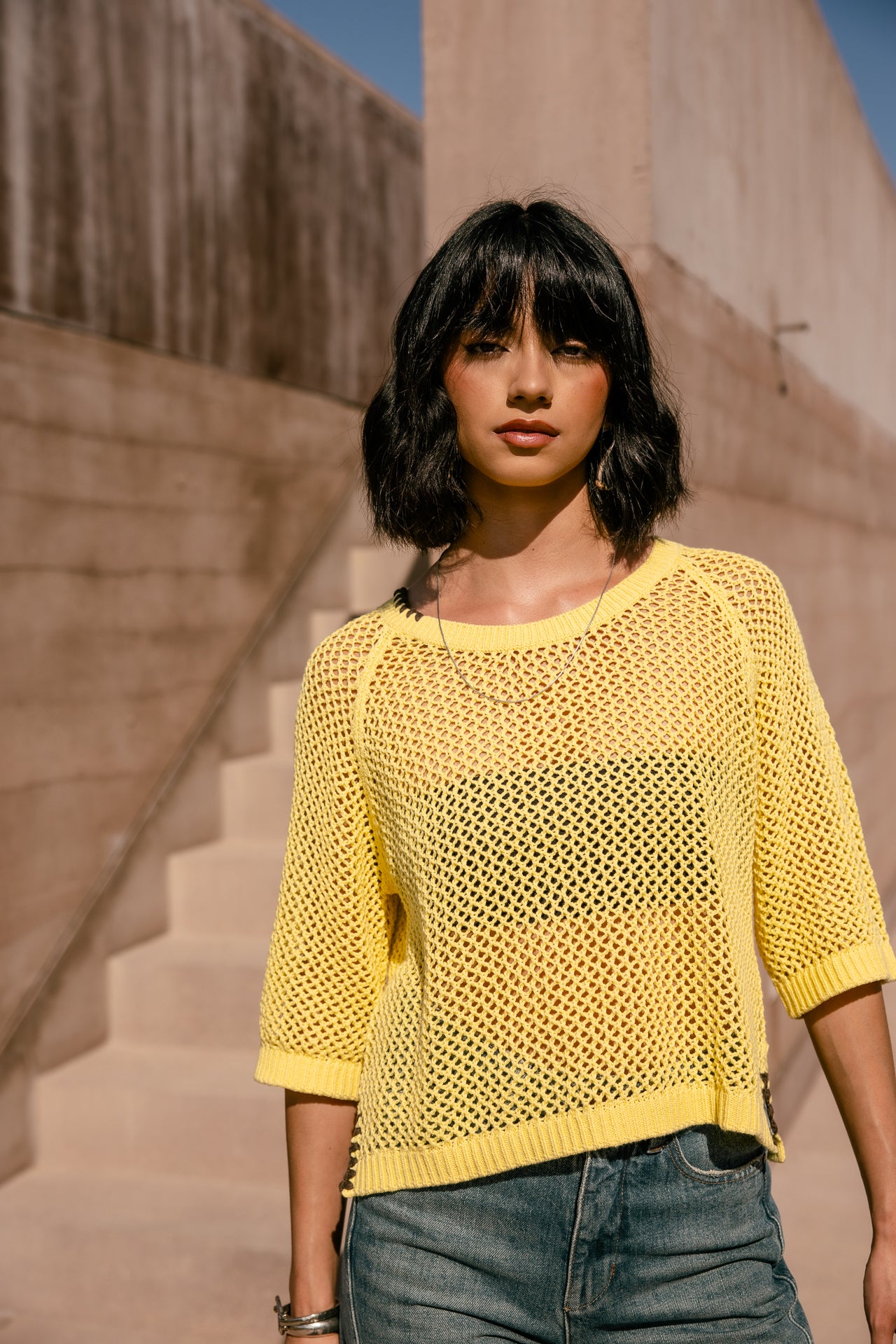 

Pull court  Femme Padge vibrant yellow | Freeman T. Porter