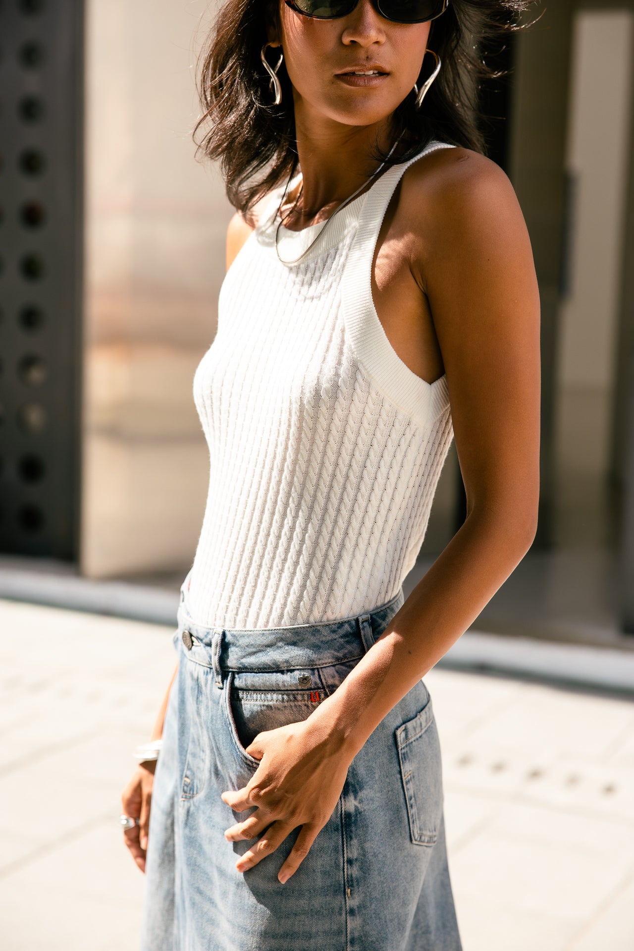 

Débardeur en maille Femme Daelle white | Freeman T. Porter