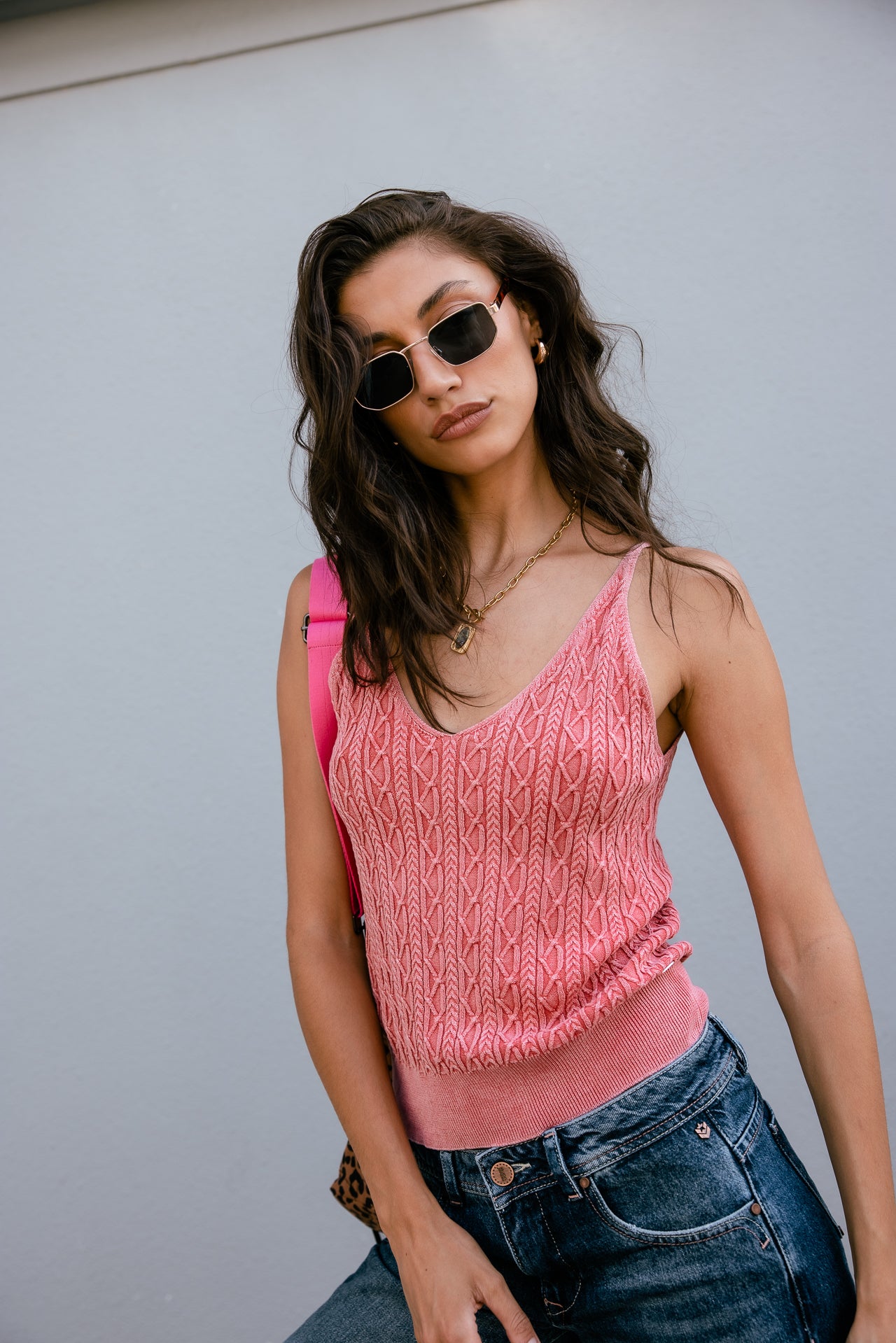 Danila Summer knit tank top, hibiscus | Freeman T. Porter
