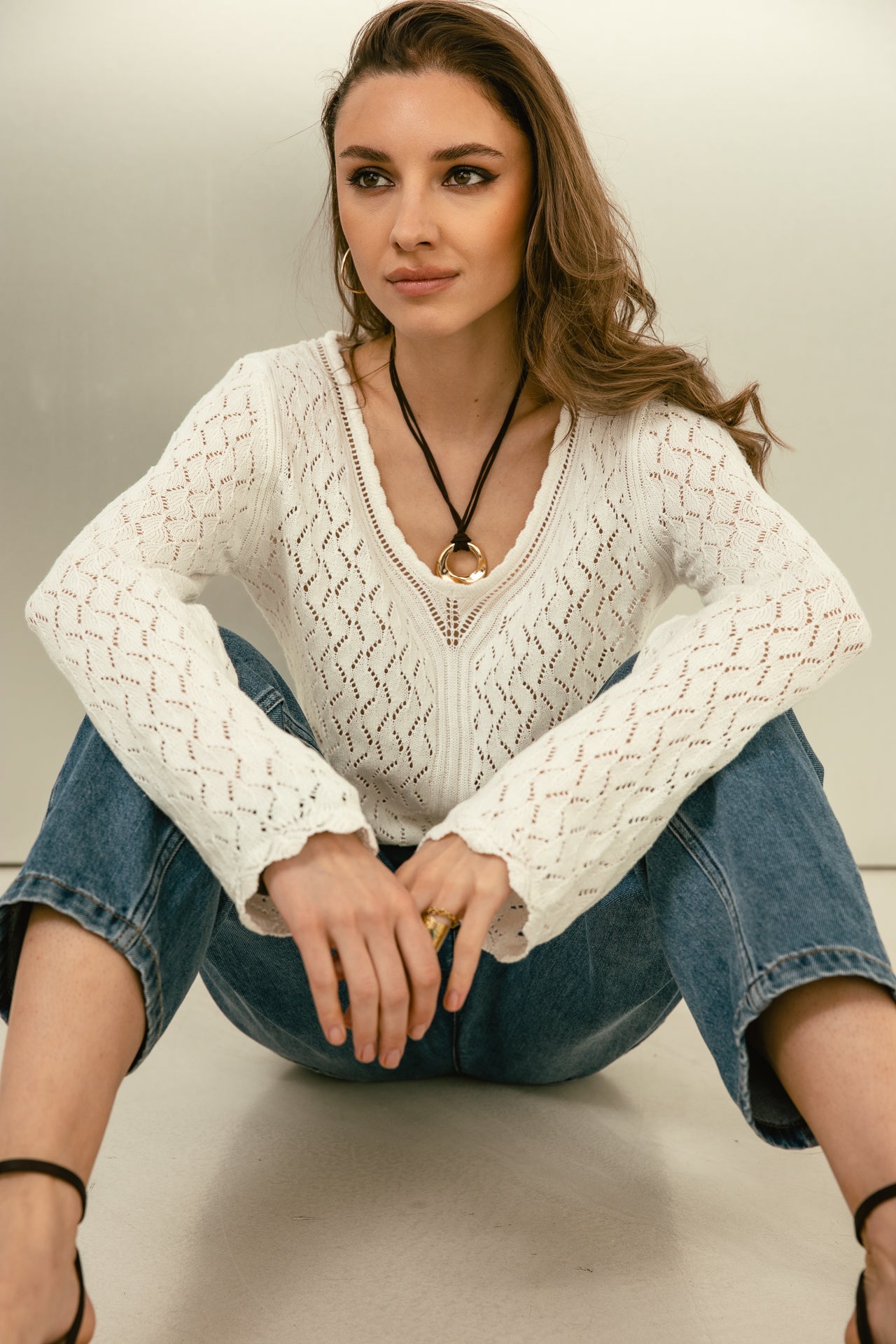 

Pull en maille pointelle Femme Purly Pointelle white | Freeman T. Porter