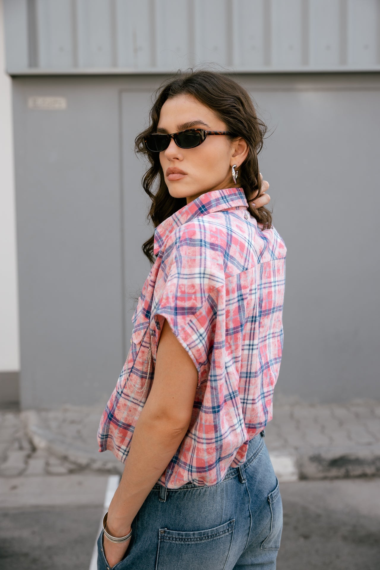 

Chemise large bas élastiqué Femme Chilly Bleached Checks sangria sunset | Freeman T. Porter