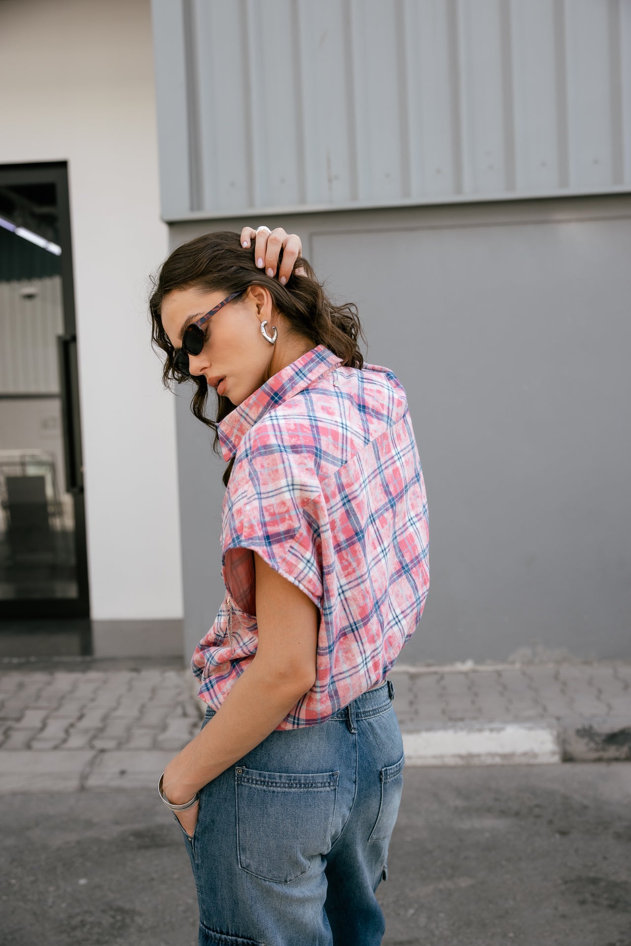 

Chemise large bas élastiqué Femme Chilly Bleached Checks sangria sunset | Freeman T. Porter