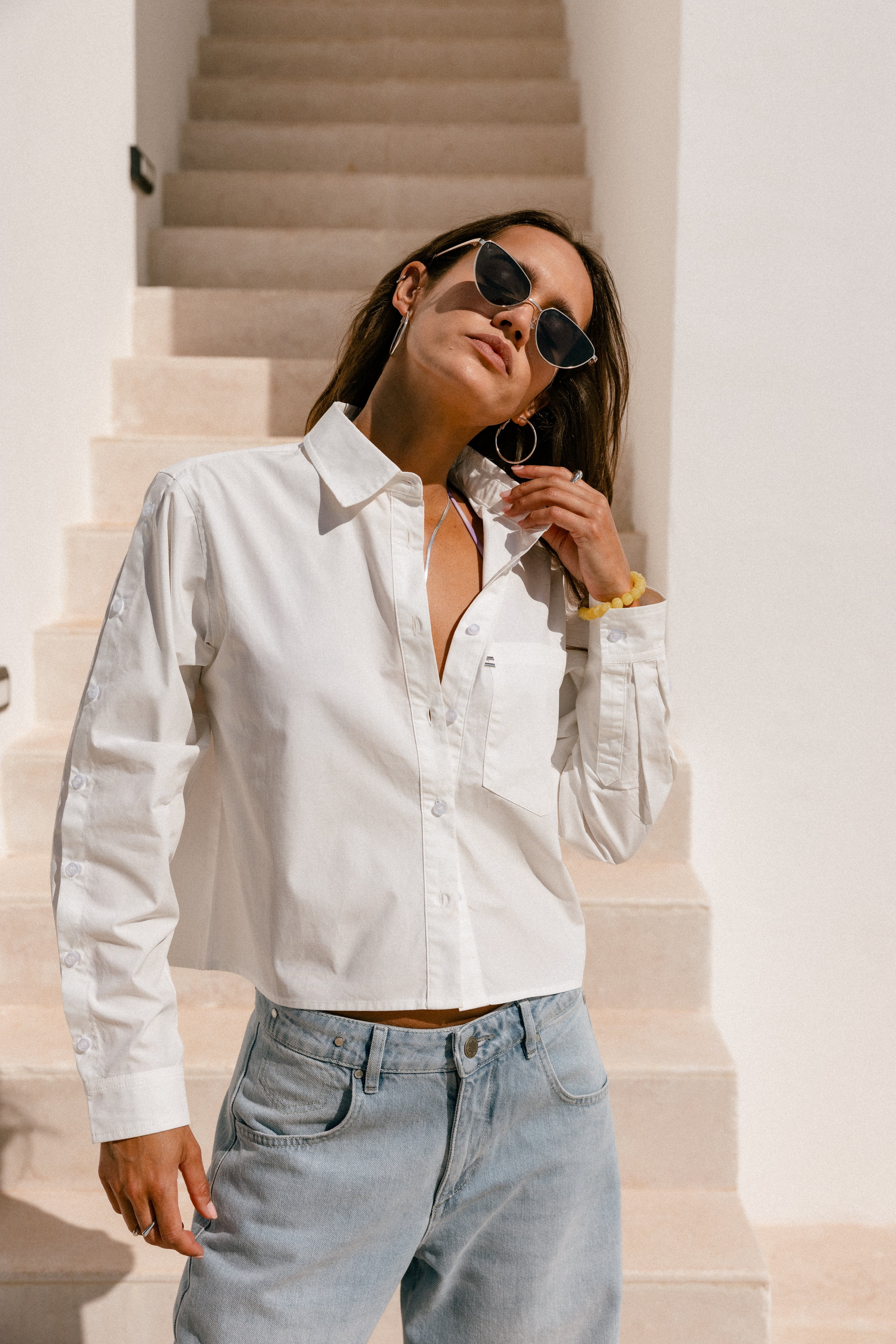   
            

Kurzes, gerade geschnittenes Hemd Damen Carssa Plain white | Freeman T. Porter
          