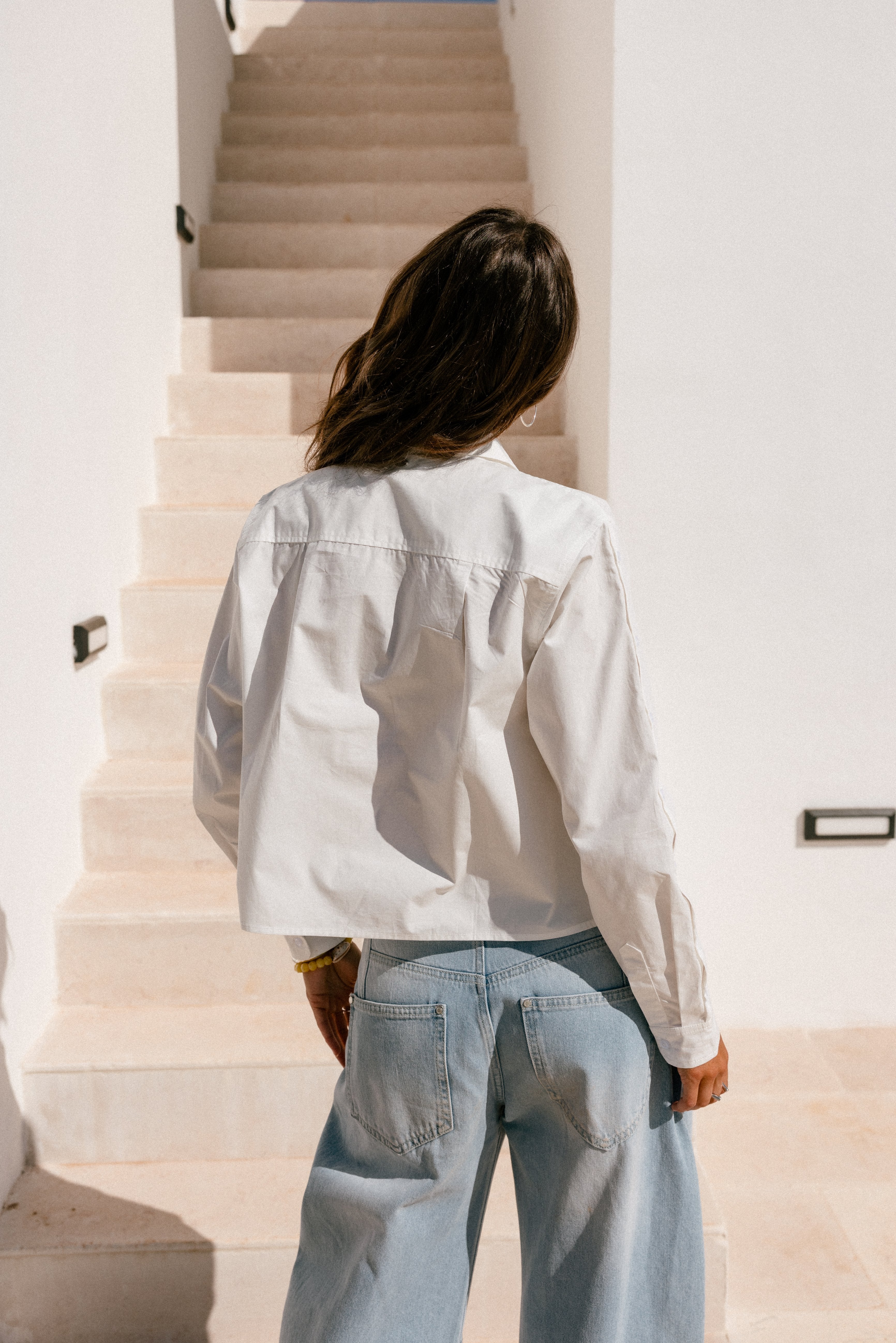 

Kurzes gerades Hemd Damen Carssa Plain white | Freeman T. Porter