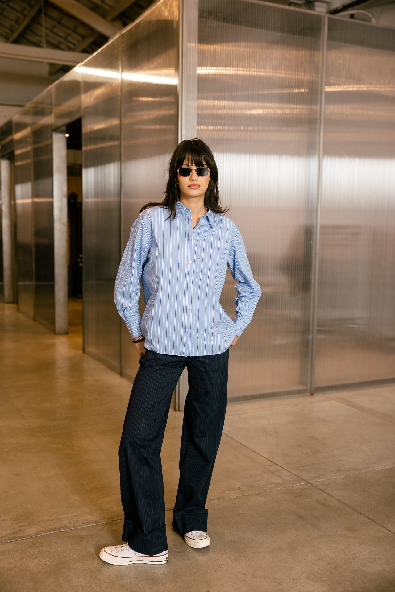 

Camisa amplia con espalda de encaje Mujer Chalamy Lace granada sky | Freeman T. Porter