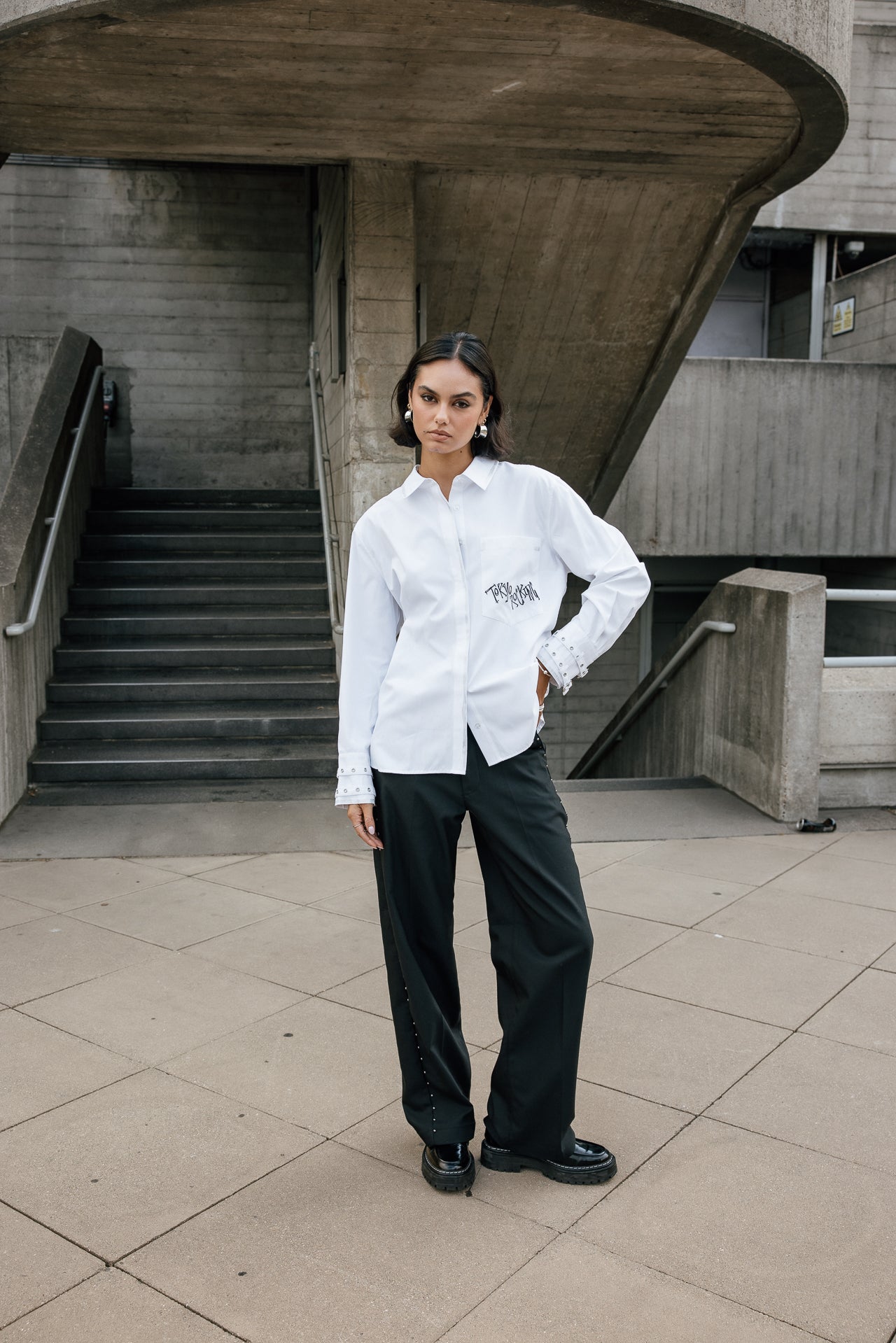 Multi-detail shirt Cheryne Tokyo Street, white | Freeman T. Porter
