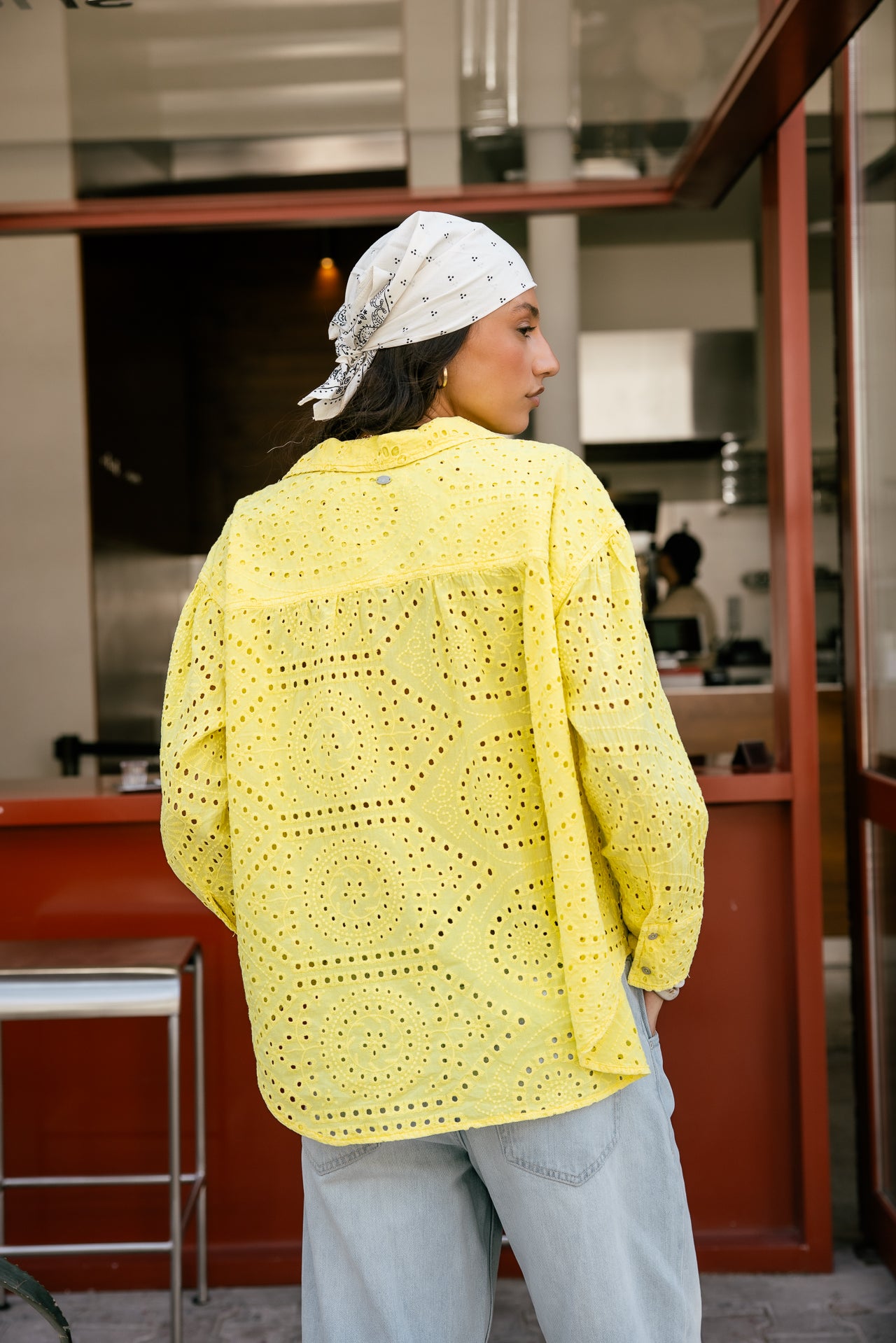 

Chemise large en broderie anglaise Femme Chola Embroidery yellow | Freeman T. Porter