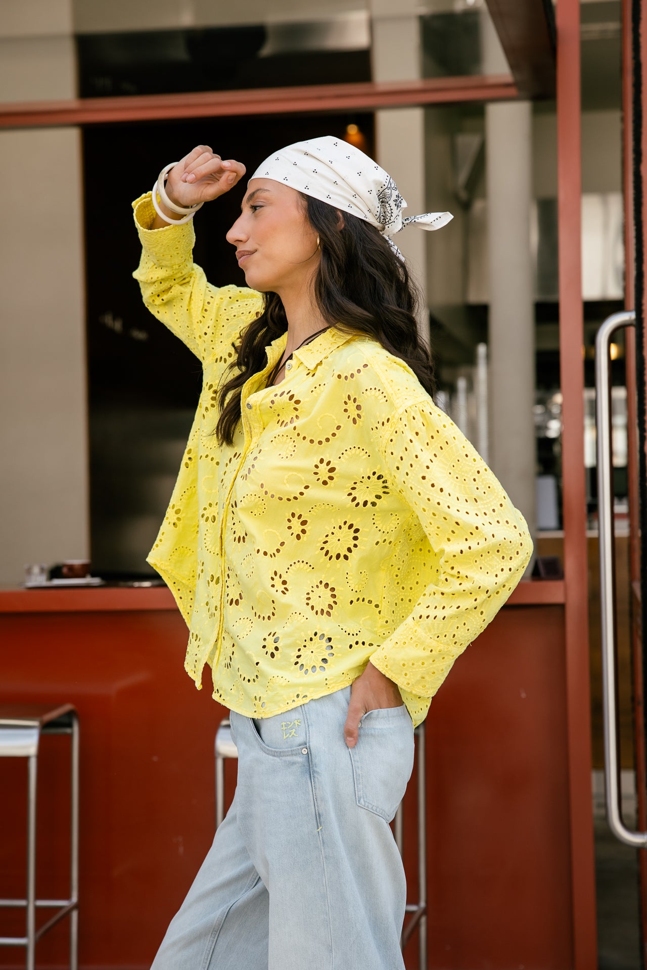 

Chemise large en broderie anglaise Femme Chola Embroidery yellow | Freeman T. Porter