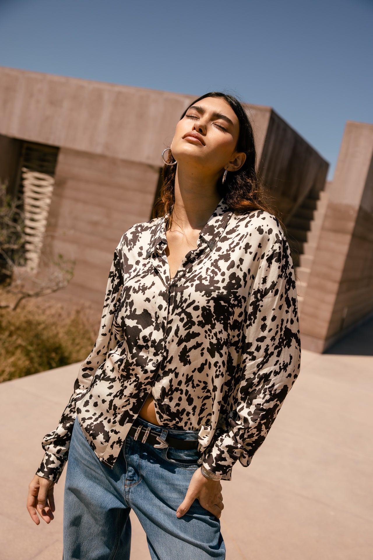   
            

Chemise large imprimée Femme Chekina Cow ganache | Freeman T. Porter
          