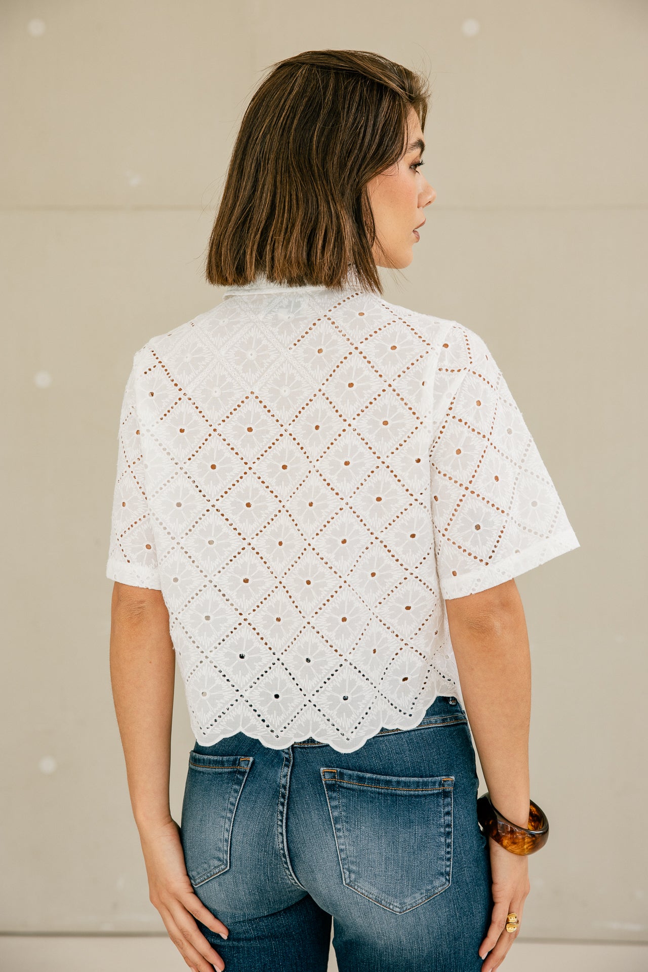 

Chemise large en broderie anglaise Femme Choko Beach Lace white | Freeman T. Porter
