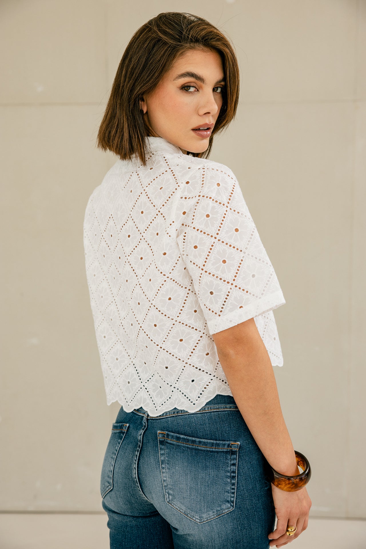 

Chemise large en broderie anglaise Femme Choko Beach Lace white | Freeman T. Porter