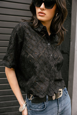

Chemise large en broderie anglaise Femme Choko Beach Lace black | Freeman T. Porter