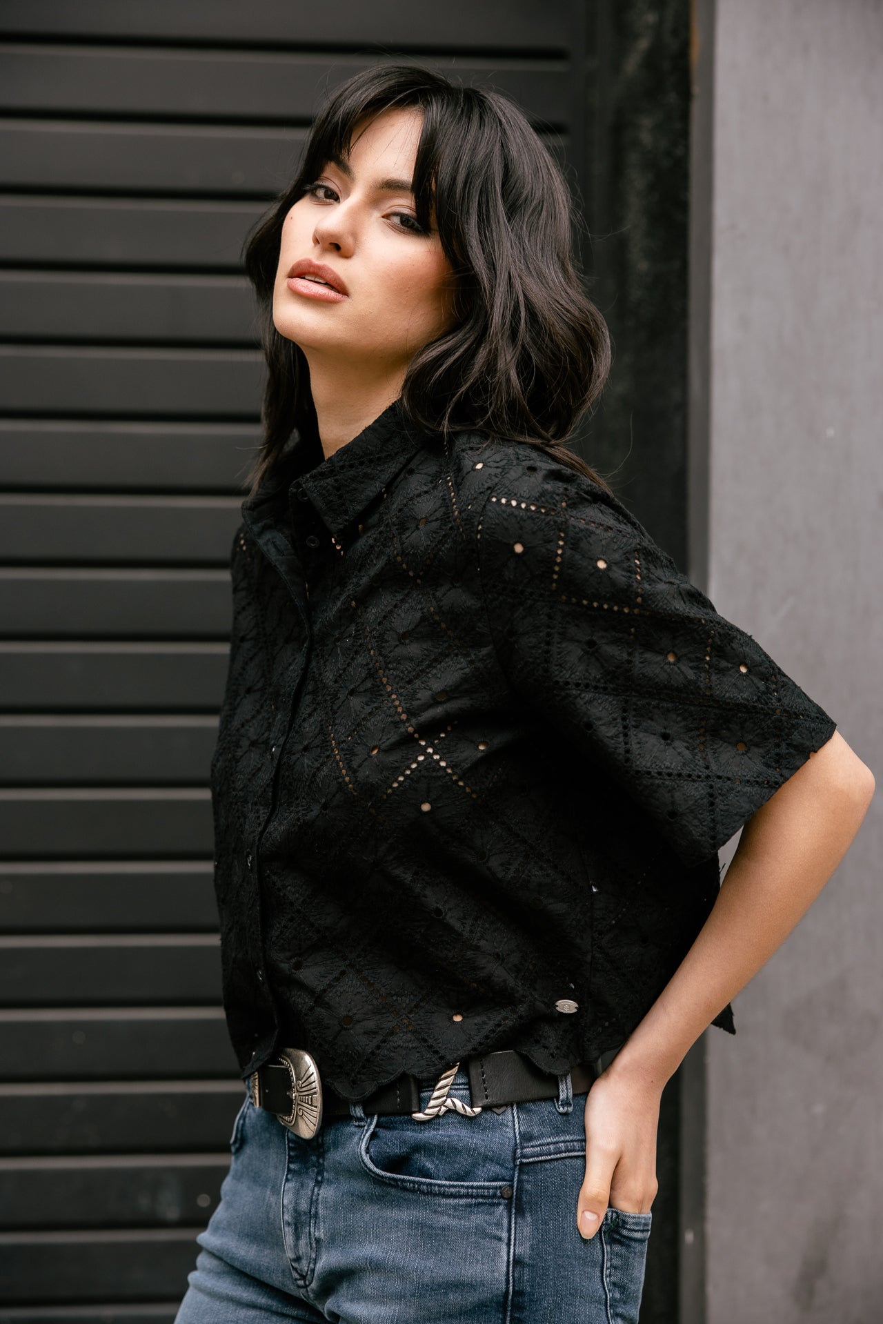 

Chemise large en broderie anglaise Femme Choko Beach Lace black | Freeman T. Porter