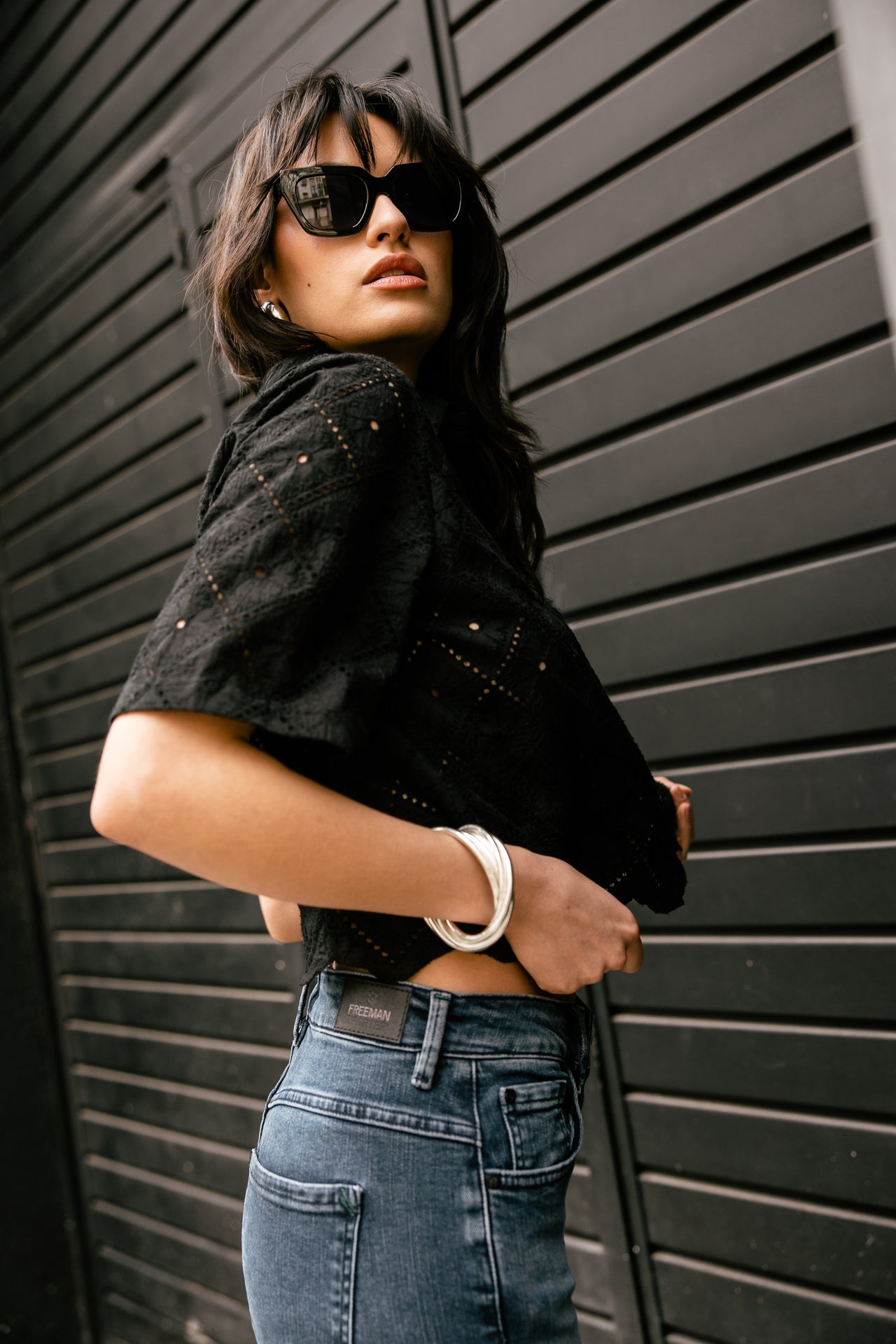 

Chemise large en broderie anglaise Femme Choko Beach Lace black | Freeman T. Porter