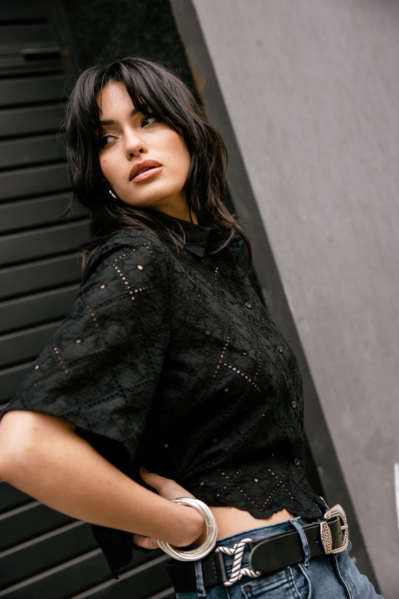 

Chemise large en broderie anglaise Femme Choko Beach Lace black | Freeman T. Porter