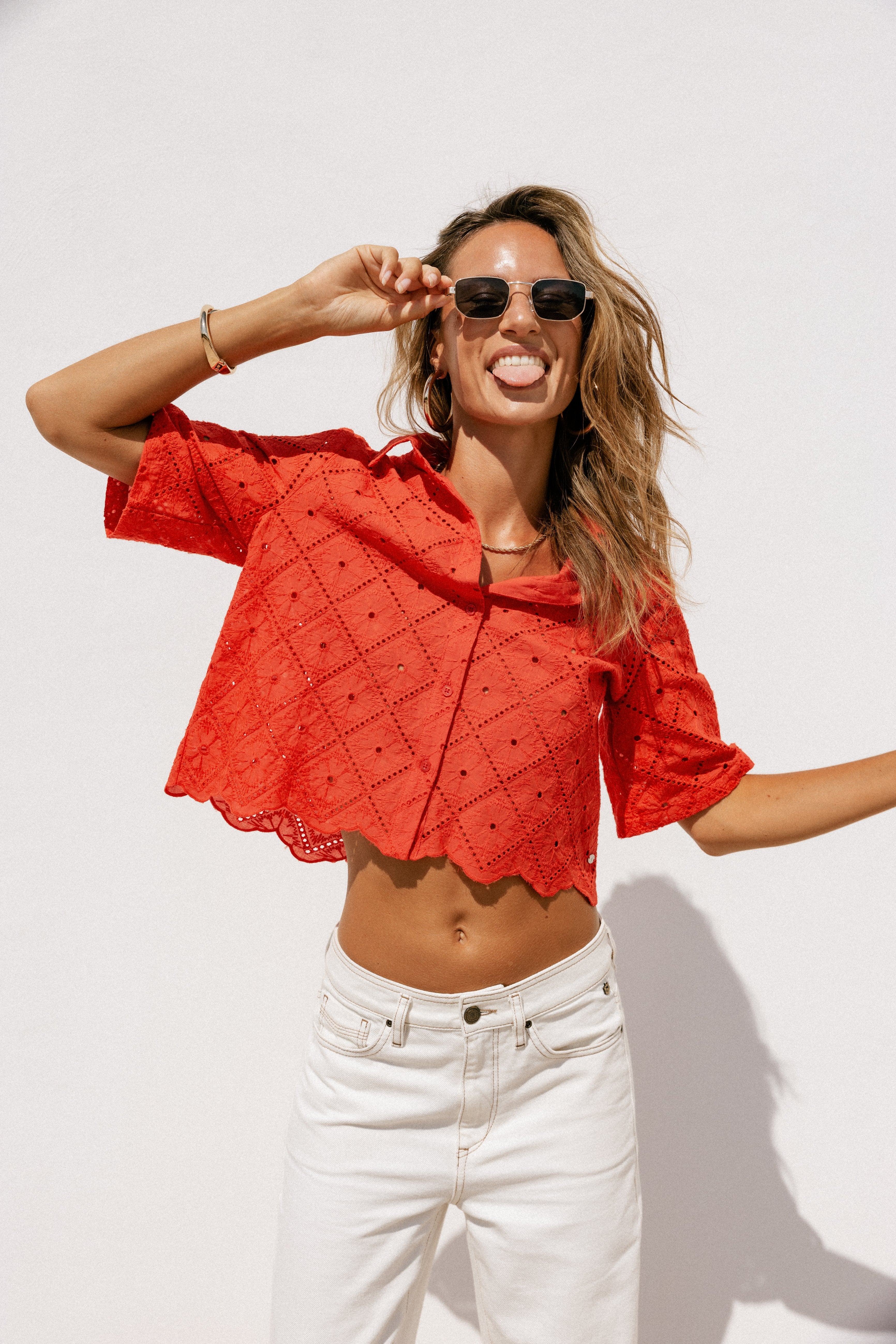 
              

Weites Hemd aus englischer Stickerei Damen Choko Beach Lace orange peel | Freeman T. Porter
            
