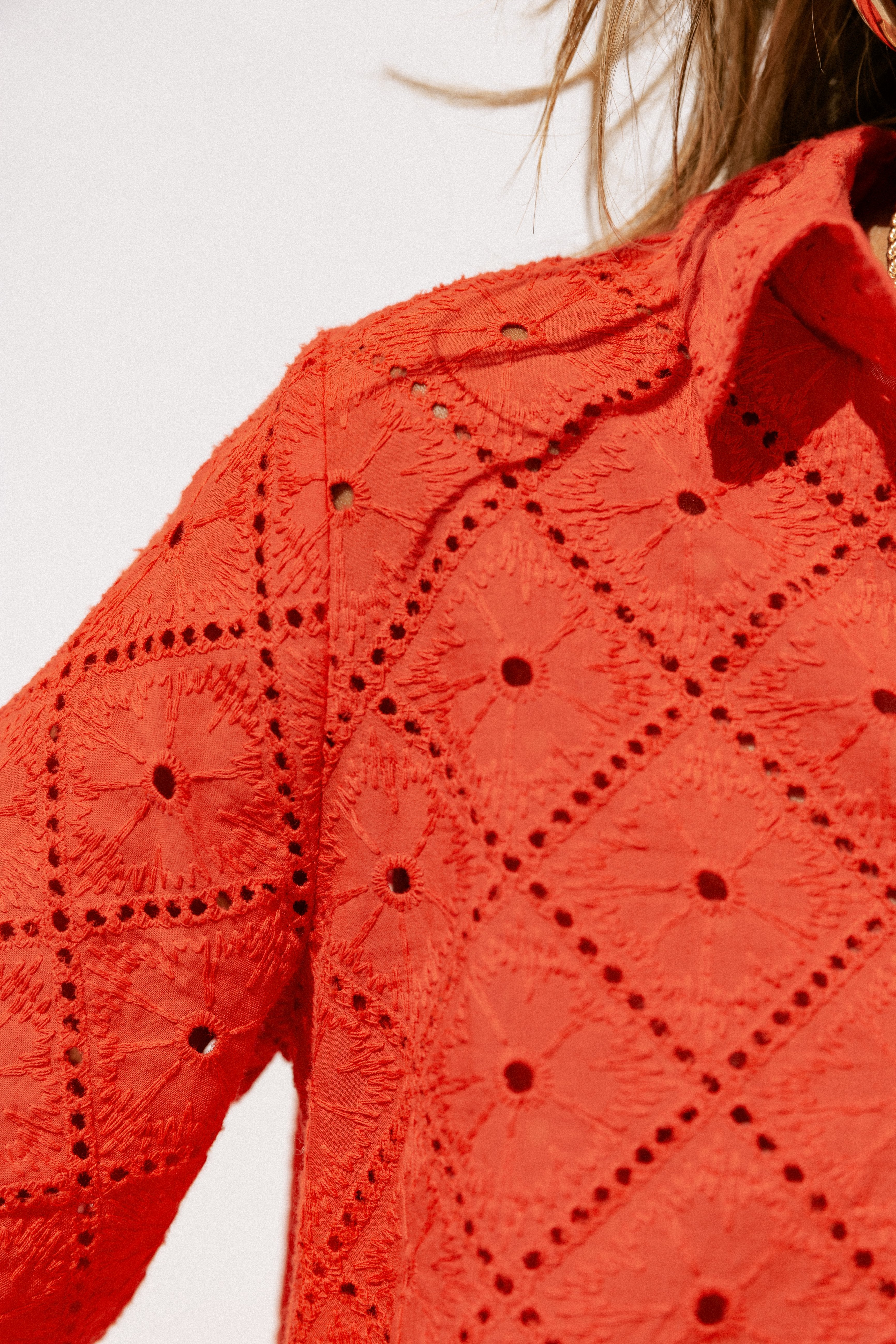 

Weites Hemd aus Broderie Anglaise Damen Choko Beach Lace orange peel | Freeman T. Porter