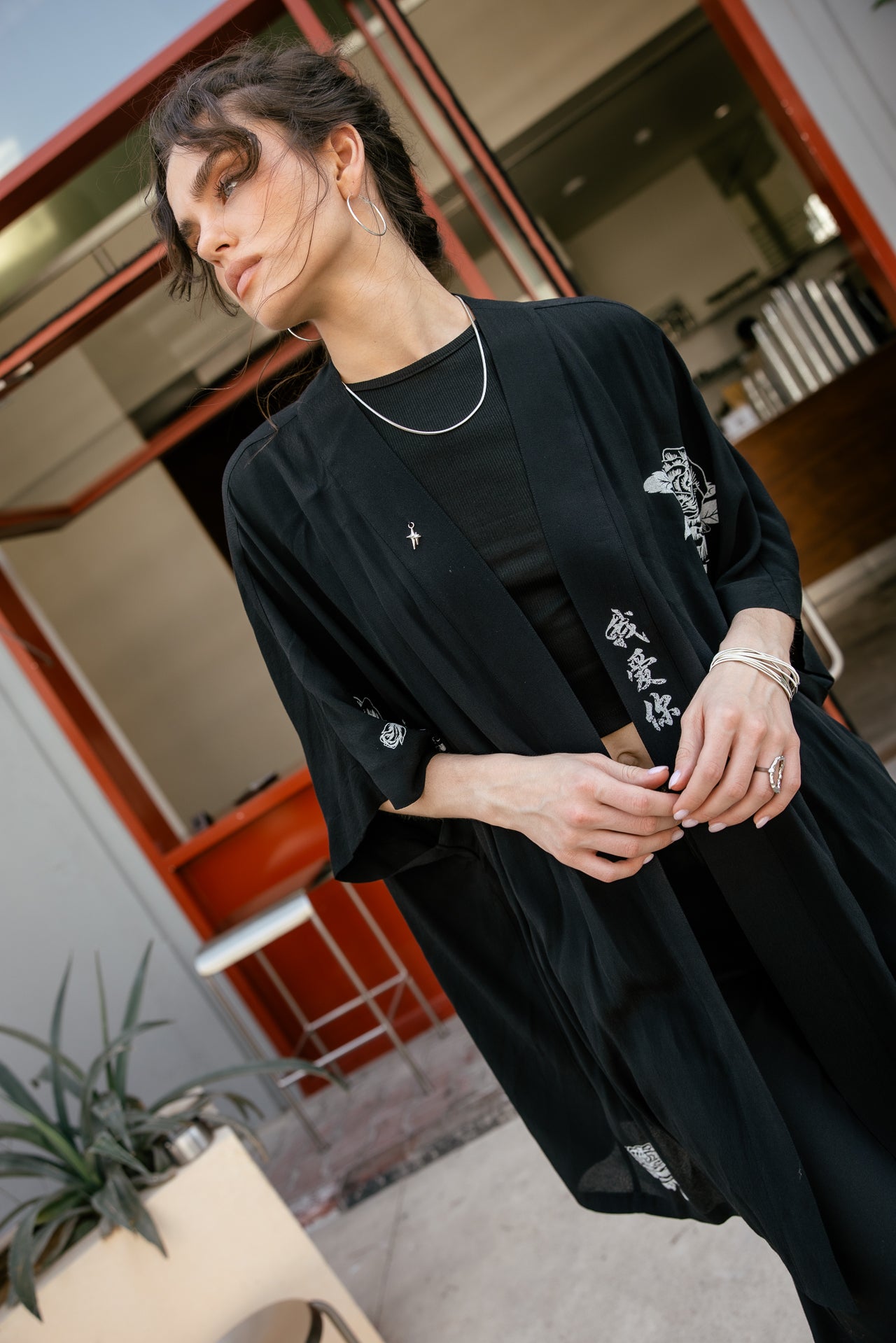 

Gemustertes Kimono Damen Kanna Rose black | Freeman T. Porter