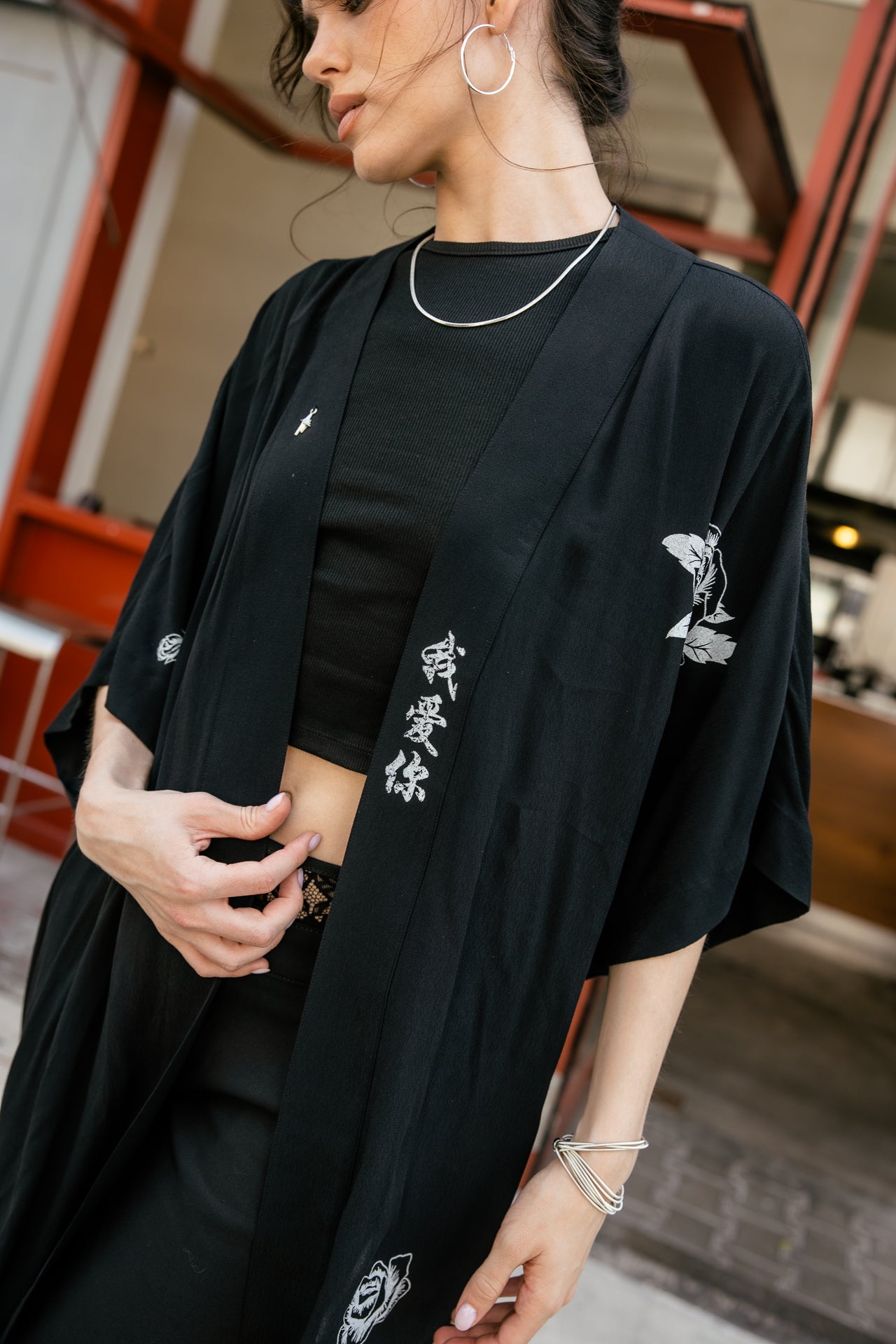 

Gemustertes Kimono Damen Kanna Rose black | Freeman T. Porter