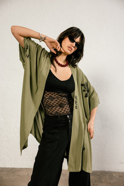 

Kimono mit Muster Damen Kanna Rose loden green | Freeman T. Porter