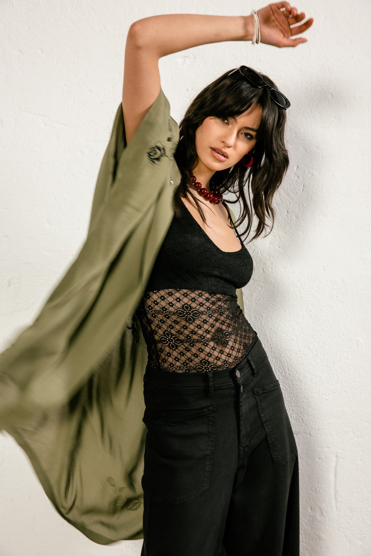 

Kimono à motifs Femme Kanna Rose loden green | Freeman T. Porter