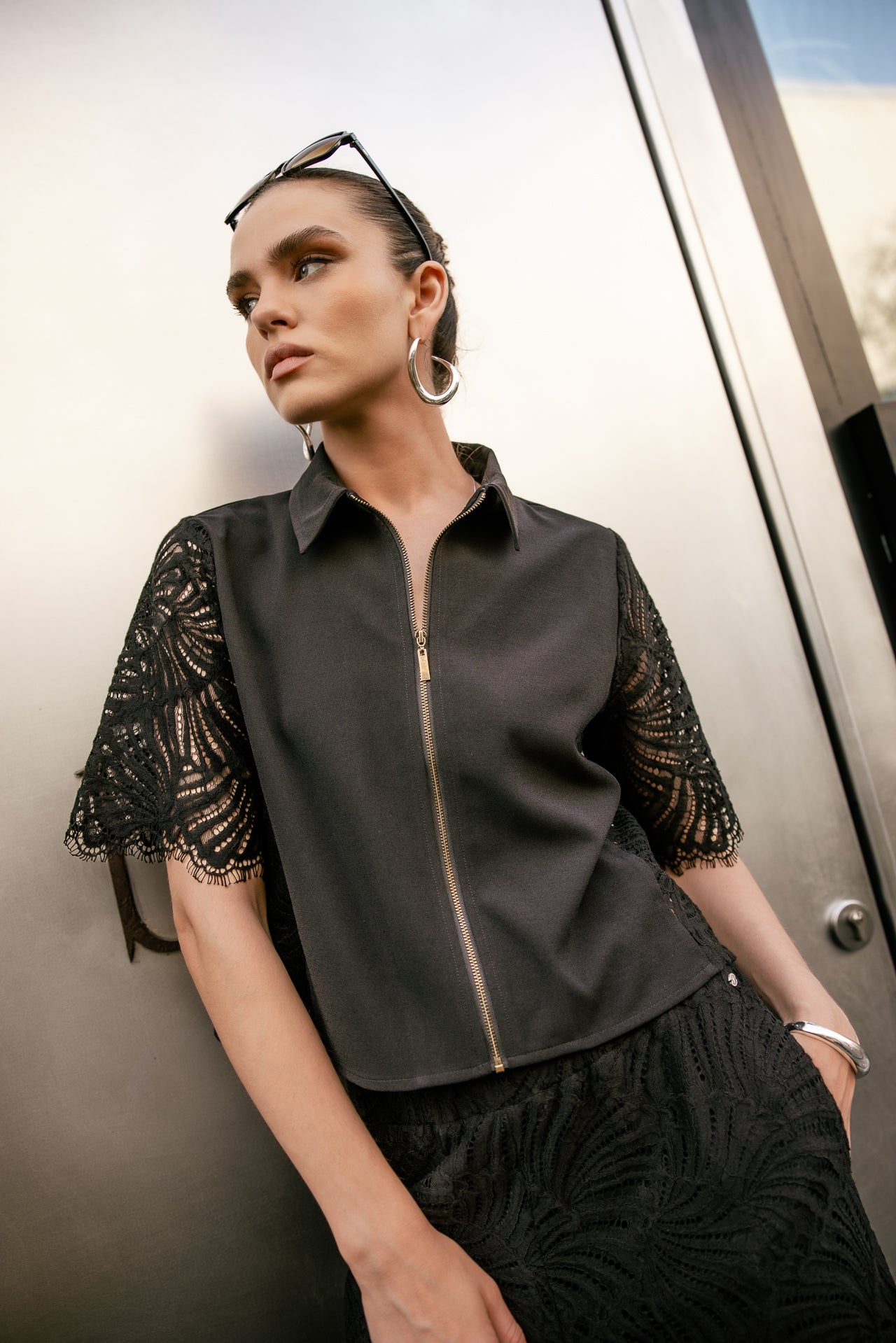 

Chemise courte zippée Femme Cezany Soft Lace black | Freeman T. Porter