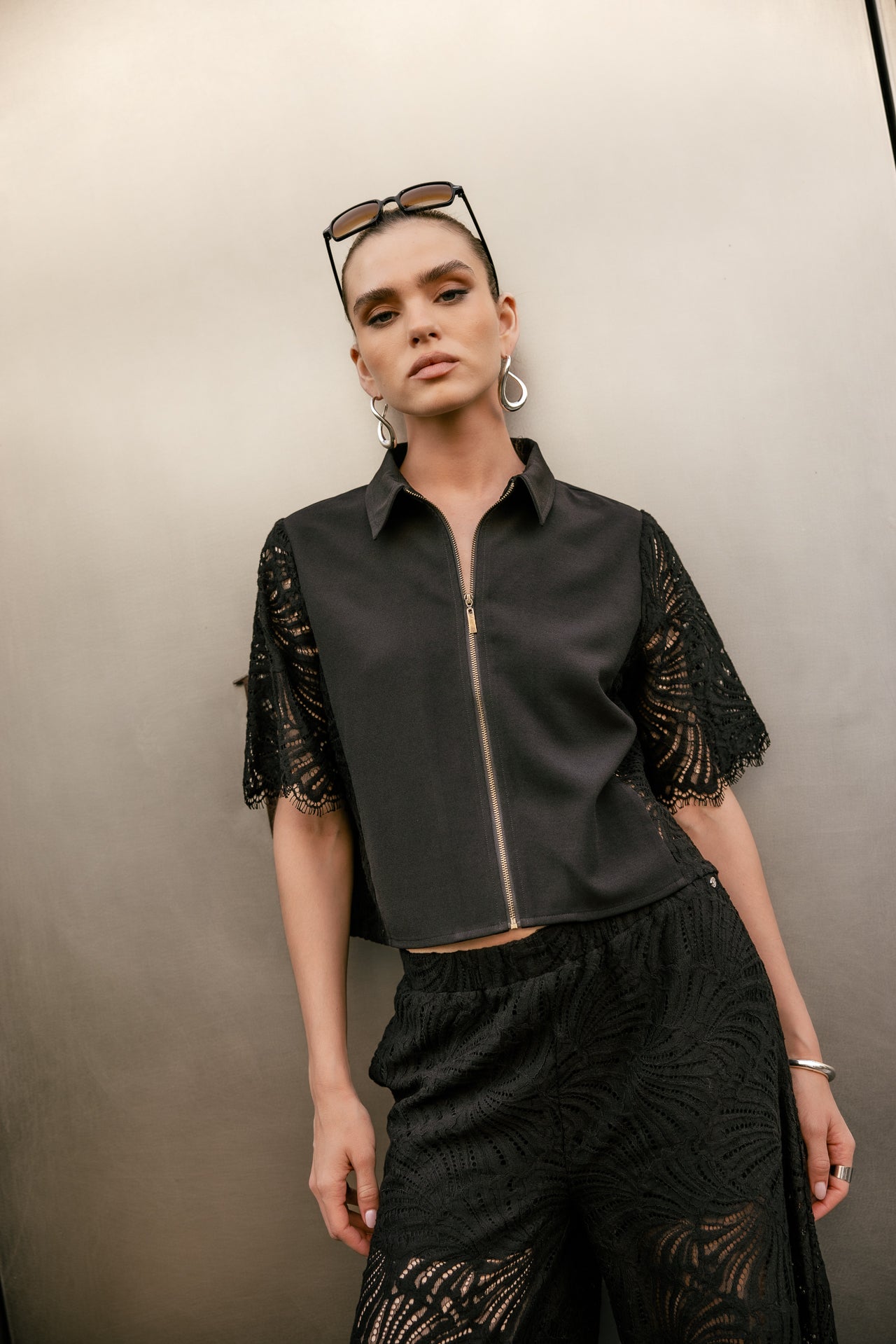 

Chemise courte zippée Femme Cezany Soft Lace black | Freeman T. Porter