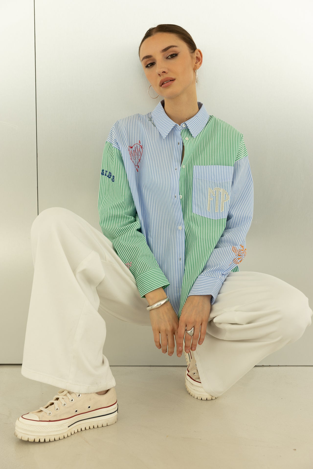 

Chemise large rayée brodée Femme Cholina Vibe seaside | Freeman T. Porter