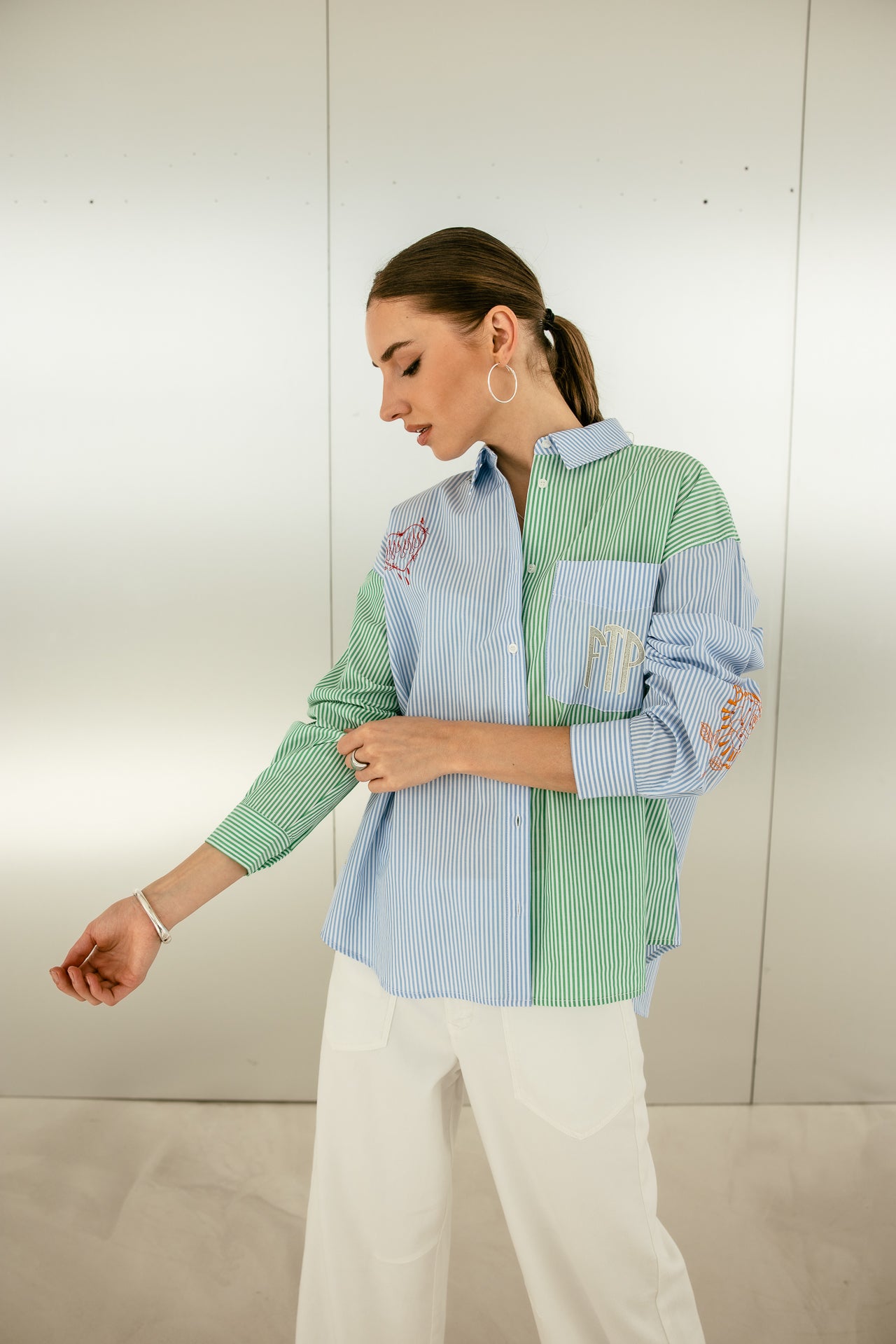 

Chemise large rayée brodée Femme Cholina Vibe seaside | Freeman T. Porter