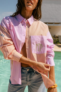 

Chemise large rayée brodée Femme Cholina Vibe sunset | Freeman T. Porter