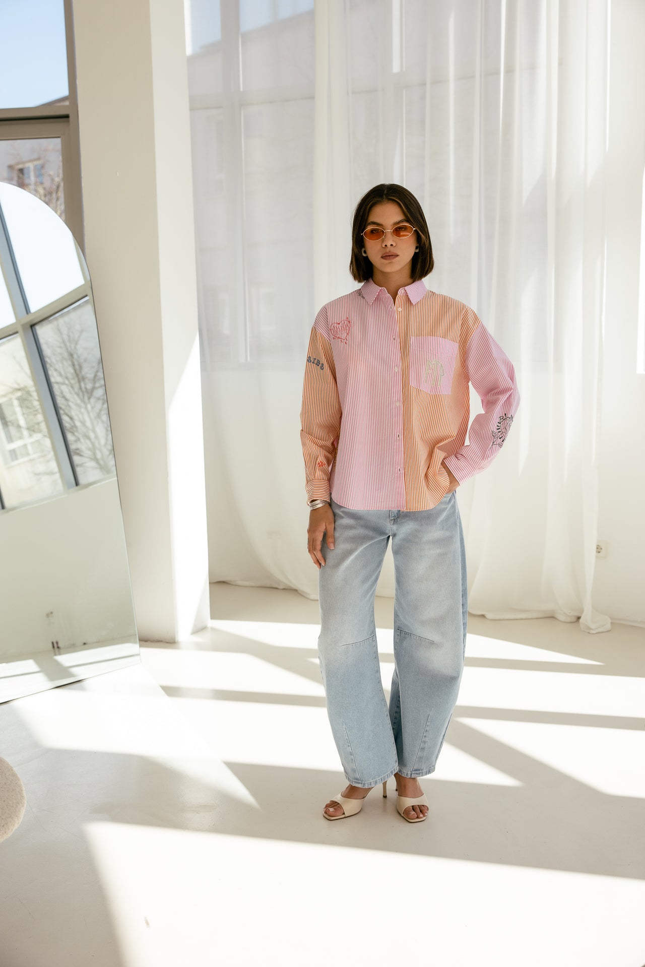 

Chemise large rayée brodée Femme Cholina Vibe sunset | Freeman T. Porter