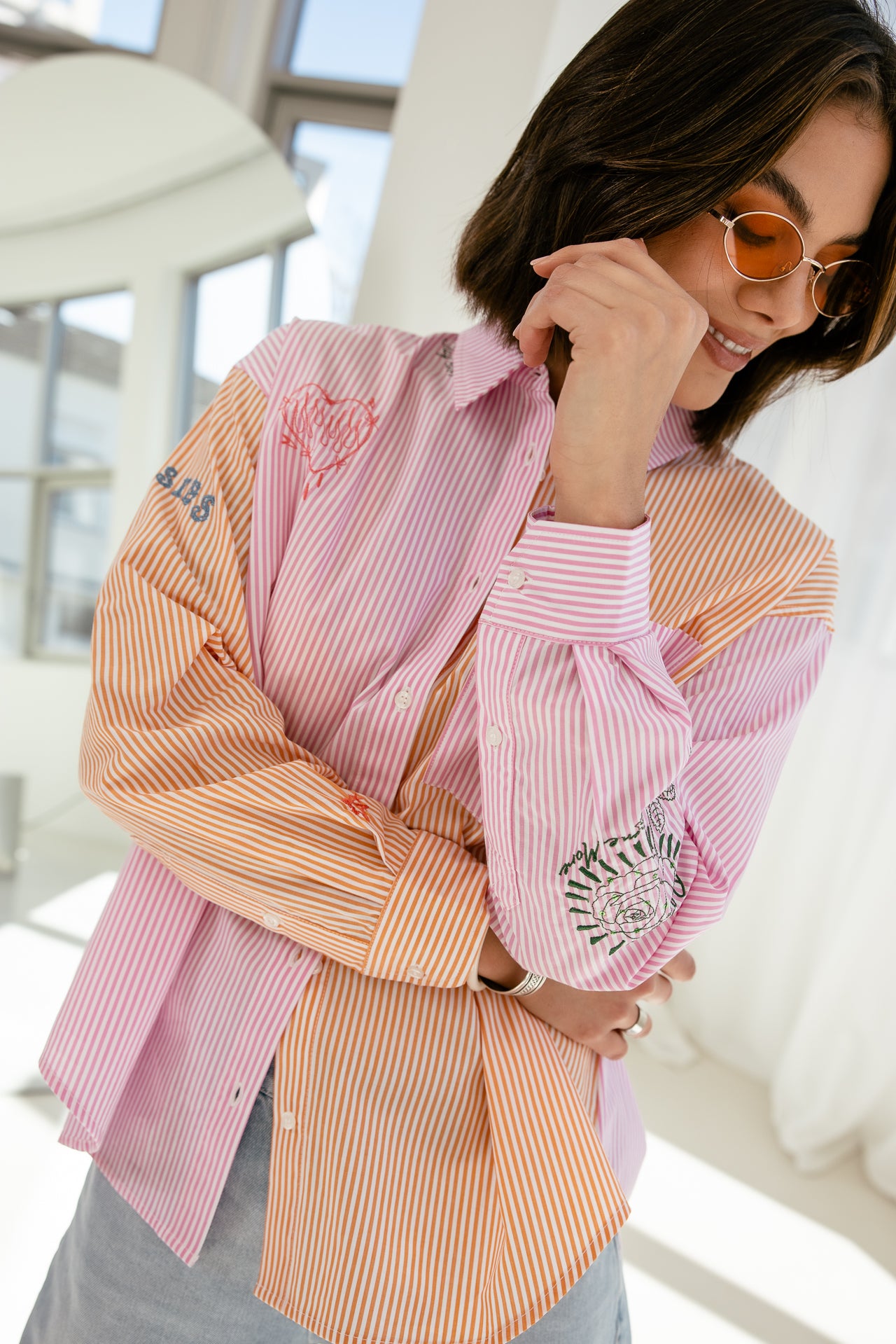 

Chemise large rayée brodée Femme Cholina Vibe sunset | Freeman T. Porter