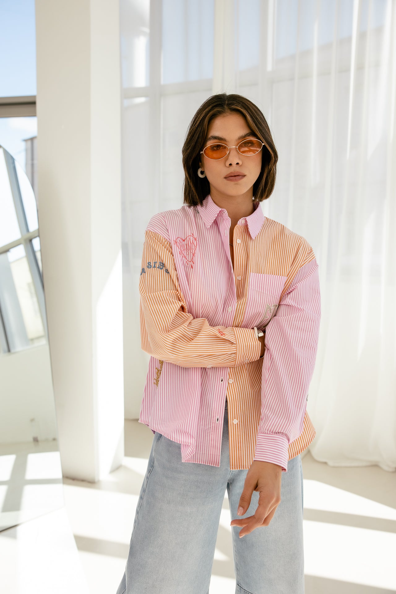 

Chemise large rayée brodée Femme Cholina Vibe sunset | Freeman T. Porter