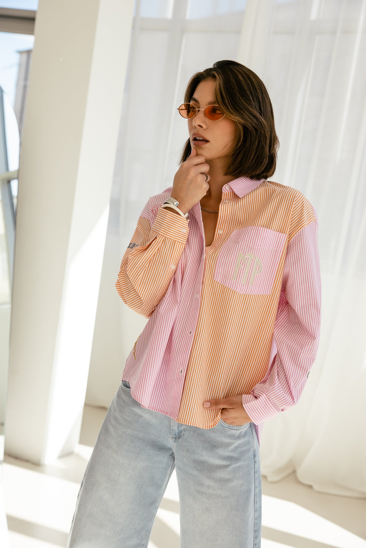 

Chemise large rayée brodée Femme Cholina Vibe sunset | Freeman T. Porter