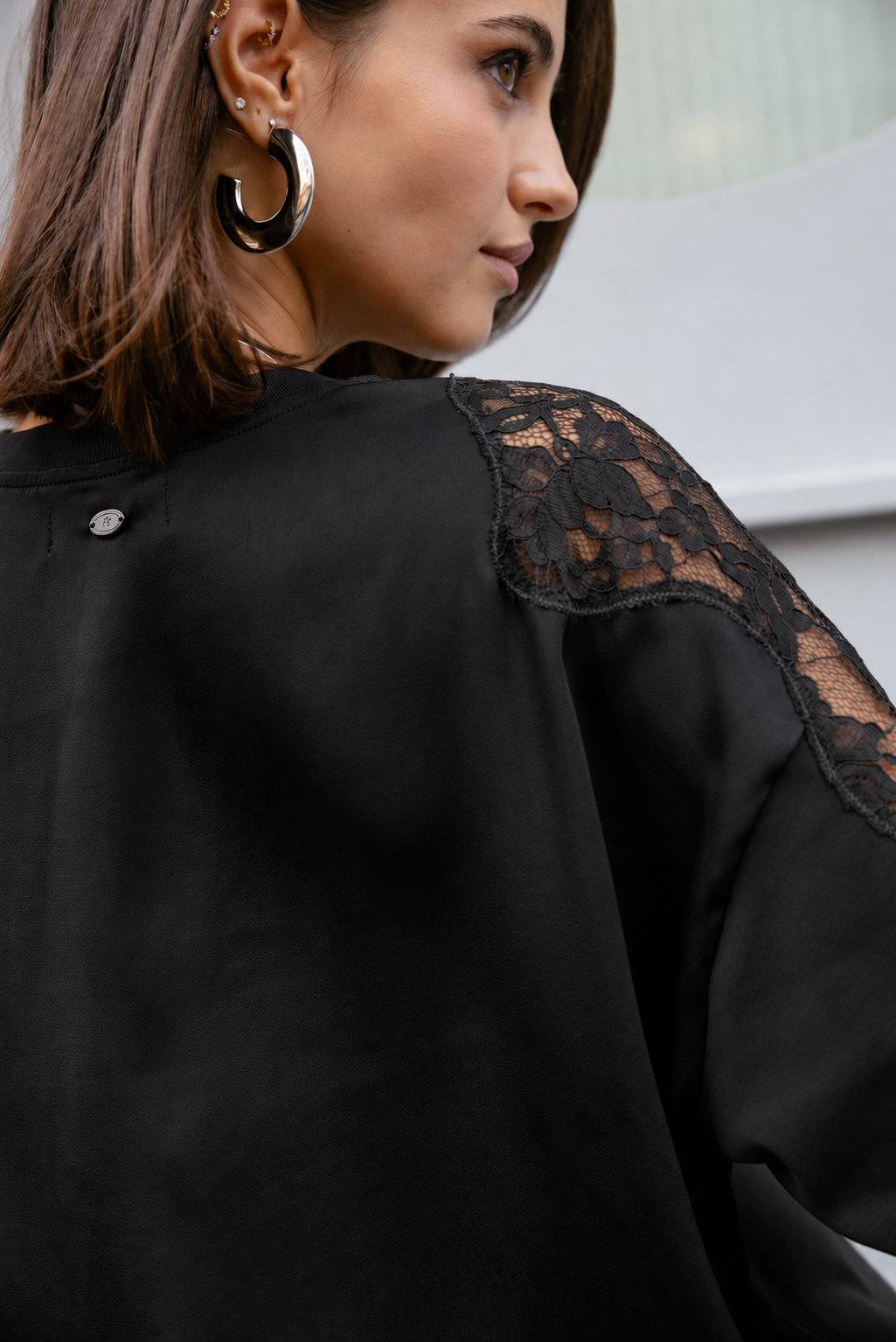 

Bi-Material-T-Shirt mit Spitze Damen Tizay Lace black | Freeman T. Porter
