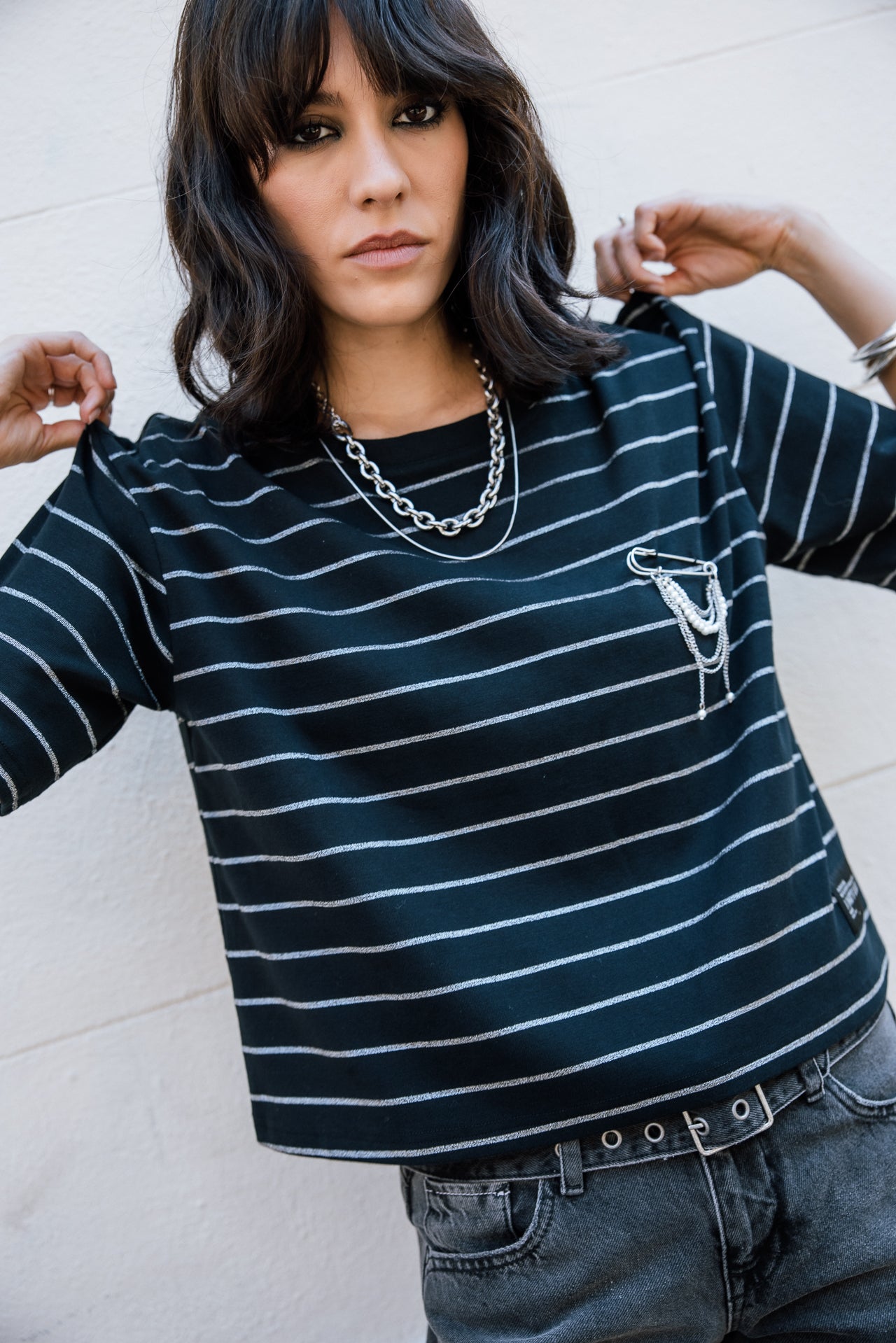   
            

Gestreiftes T-Shirt mit Schmuck Damen Tacy Sailor black | Freeman T. Porter
          