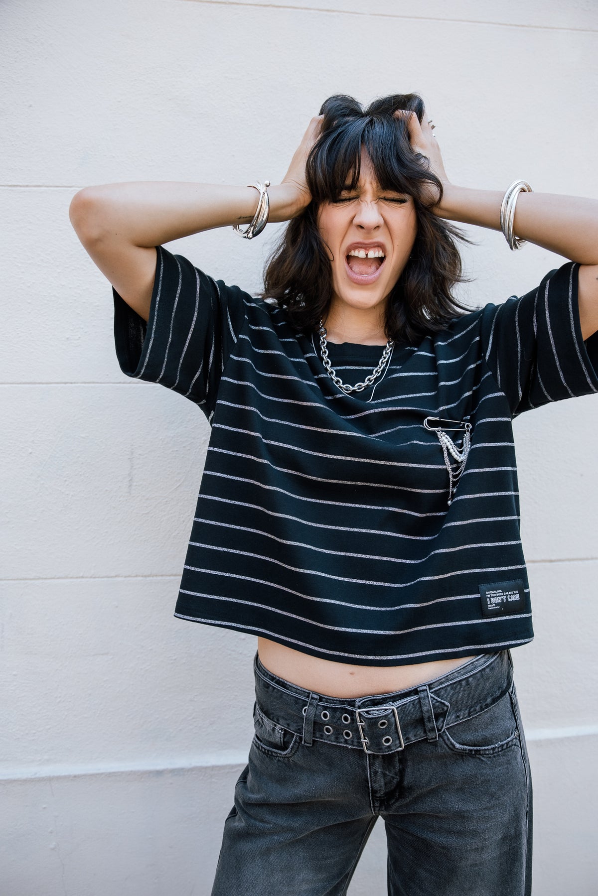 

T-shirt rayé avec bijoux Femme Tacy Sailor black | Freeman T. Porter