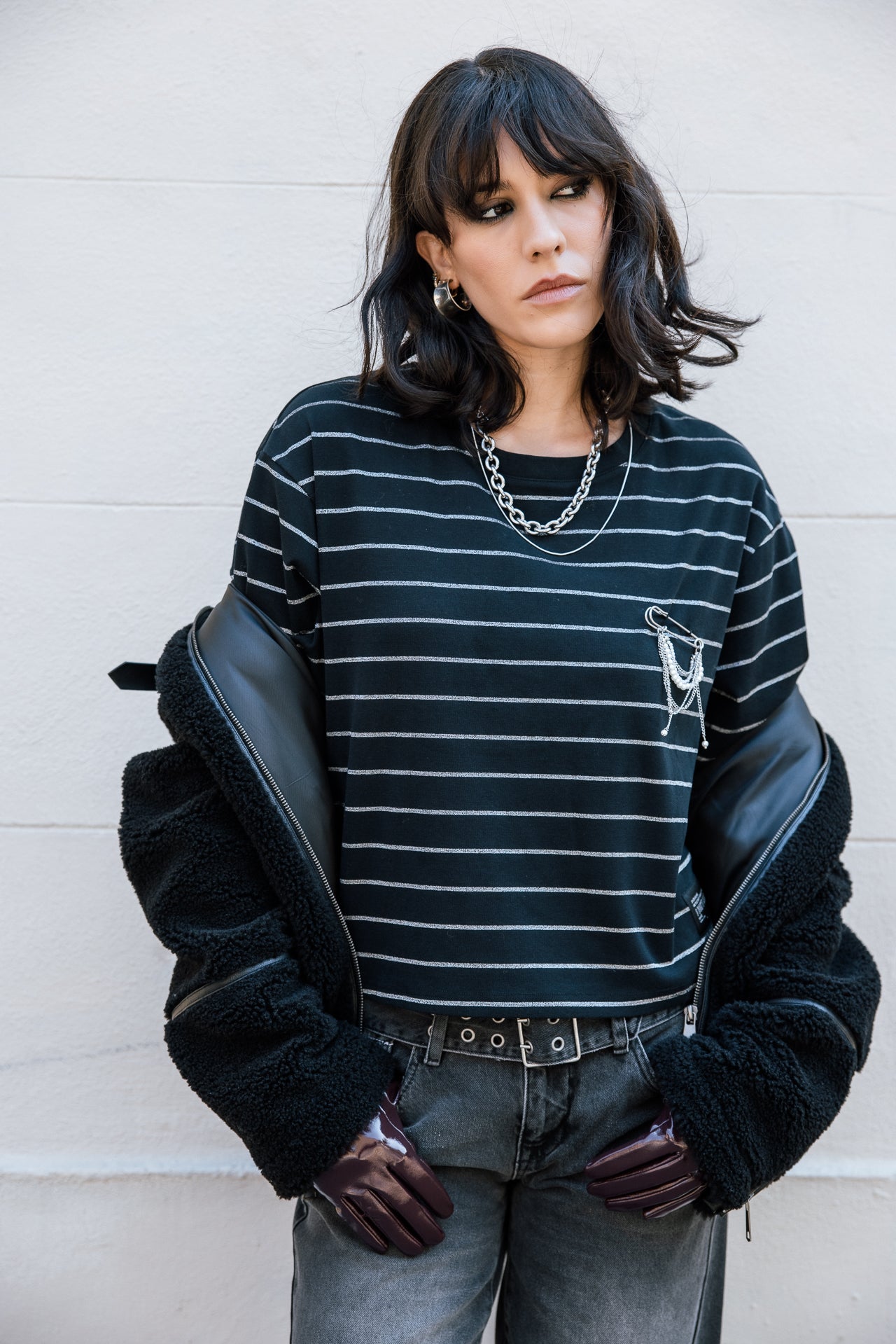 

T-shirt rayé avec bijoux Femme Tacy Sailor black | Freeman T. Porter
